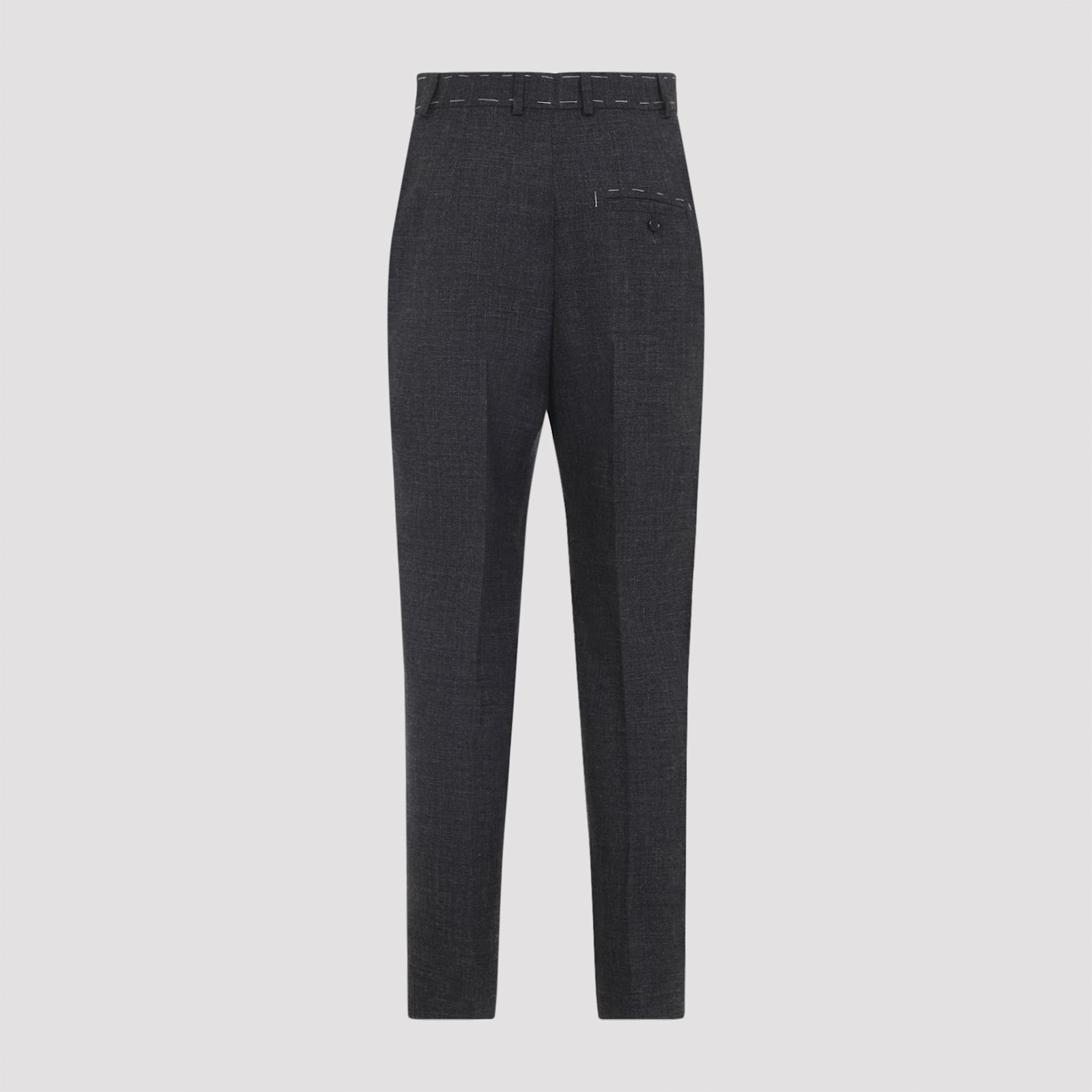 Moschino Contrasted-stitch Wool Pants In Gray