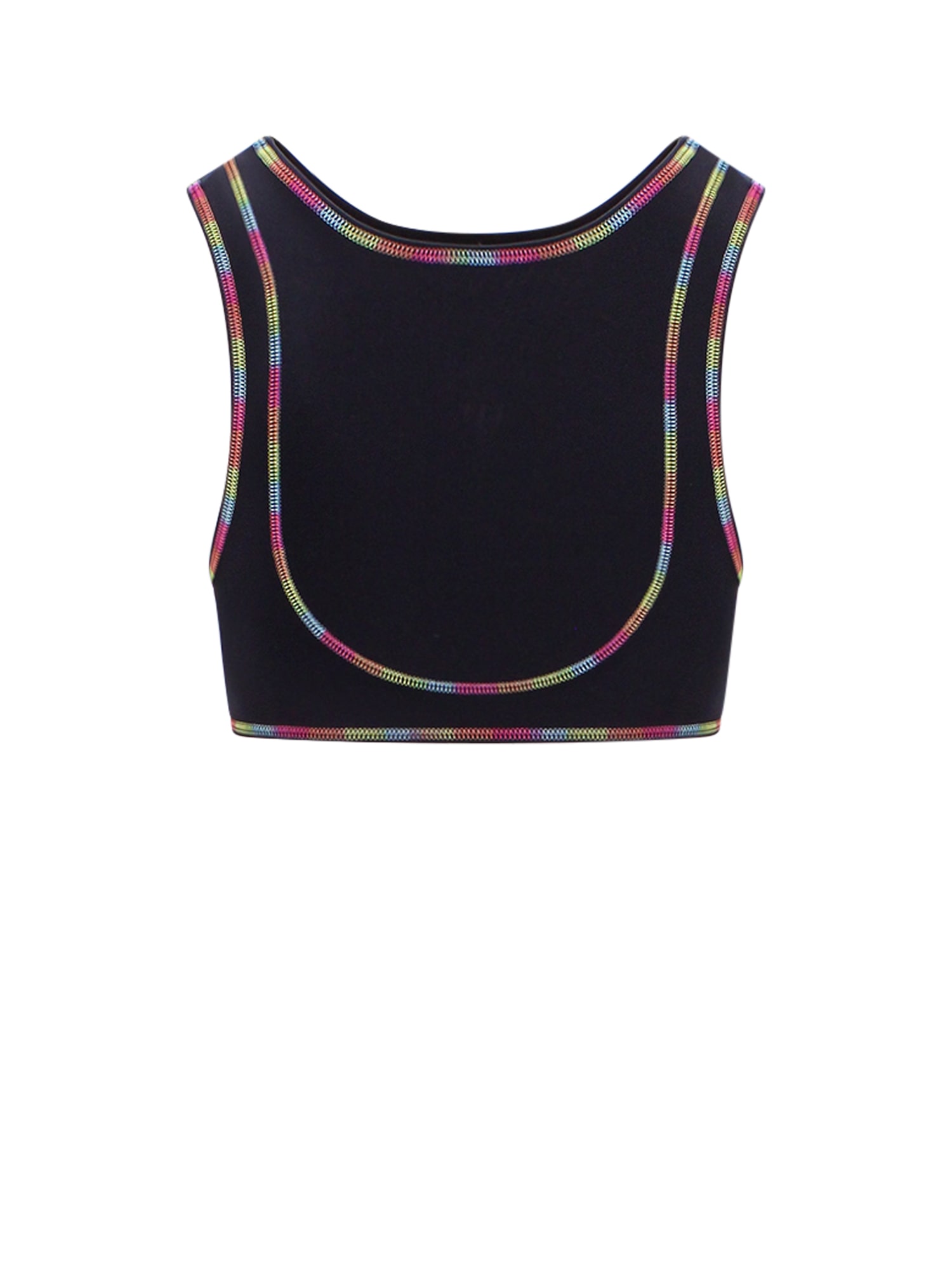 Palm Angels Black Rainbow Miami Sports Top In Black