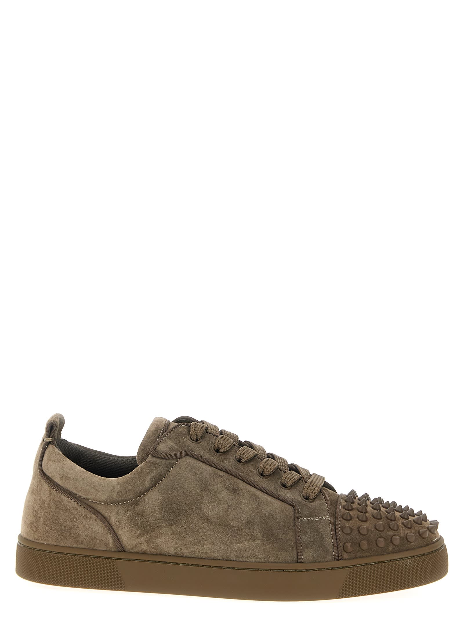 Christian Louboutin Stylish Round Toe Sneakers With Studded Detail In Brown