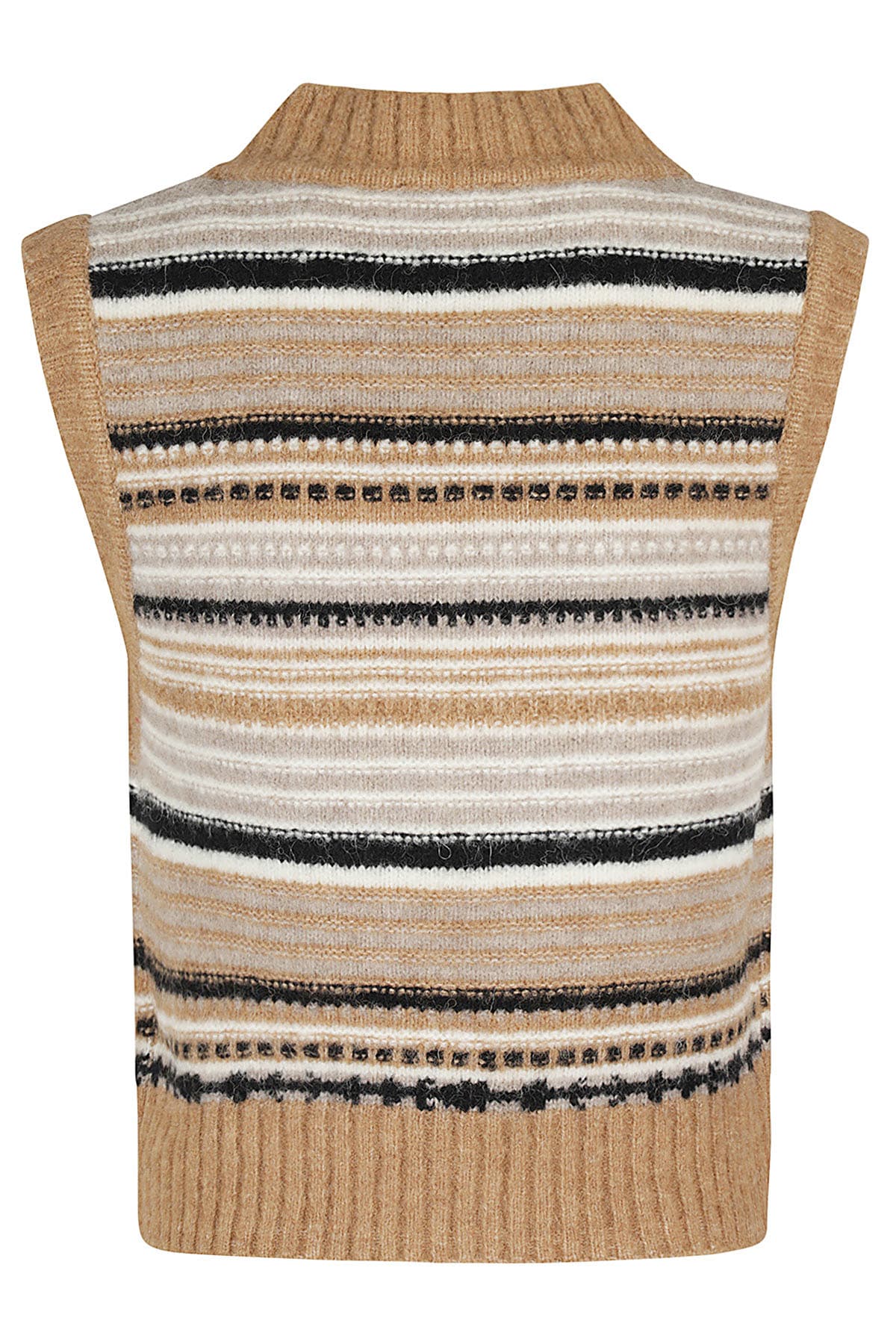 Shop Ganni Soft Wool Stripe Vest In Tigers Eye