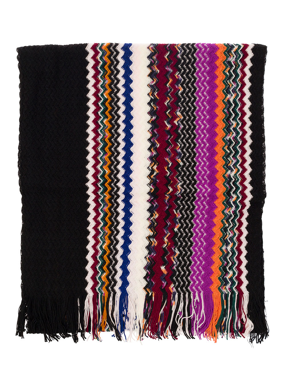Multicolor Scarf With Zigzag Motif And Fringed Hem In Wool Blend Woman Missoni