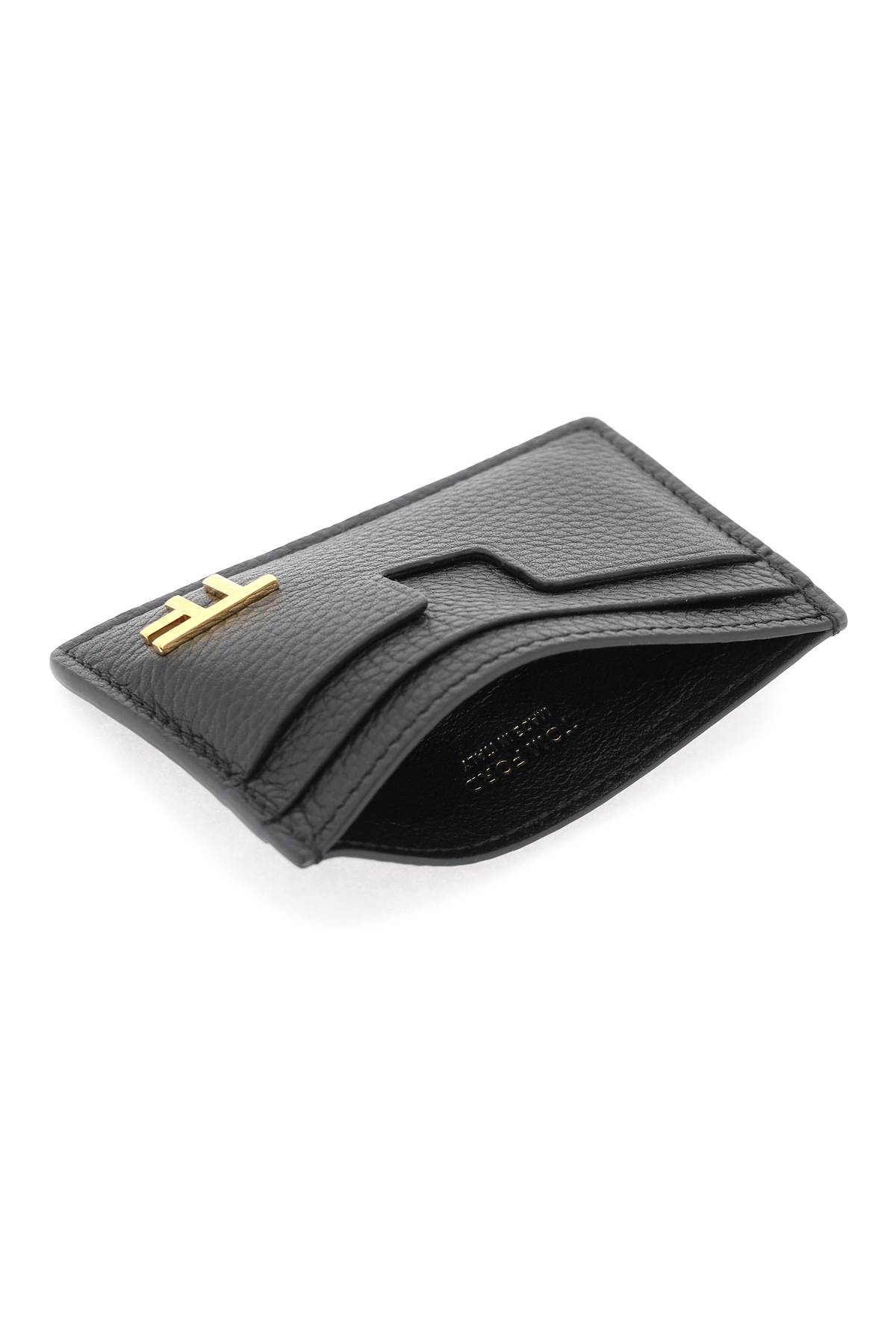 Tom Ford Pebbled Calfskin Card Holder In Black