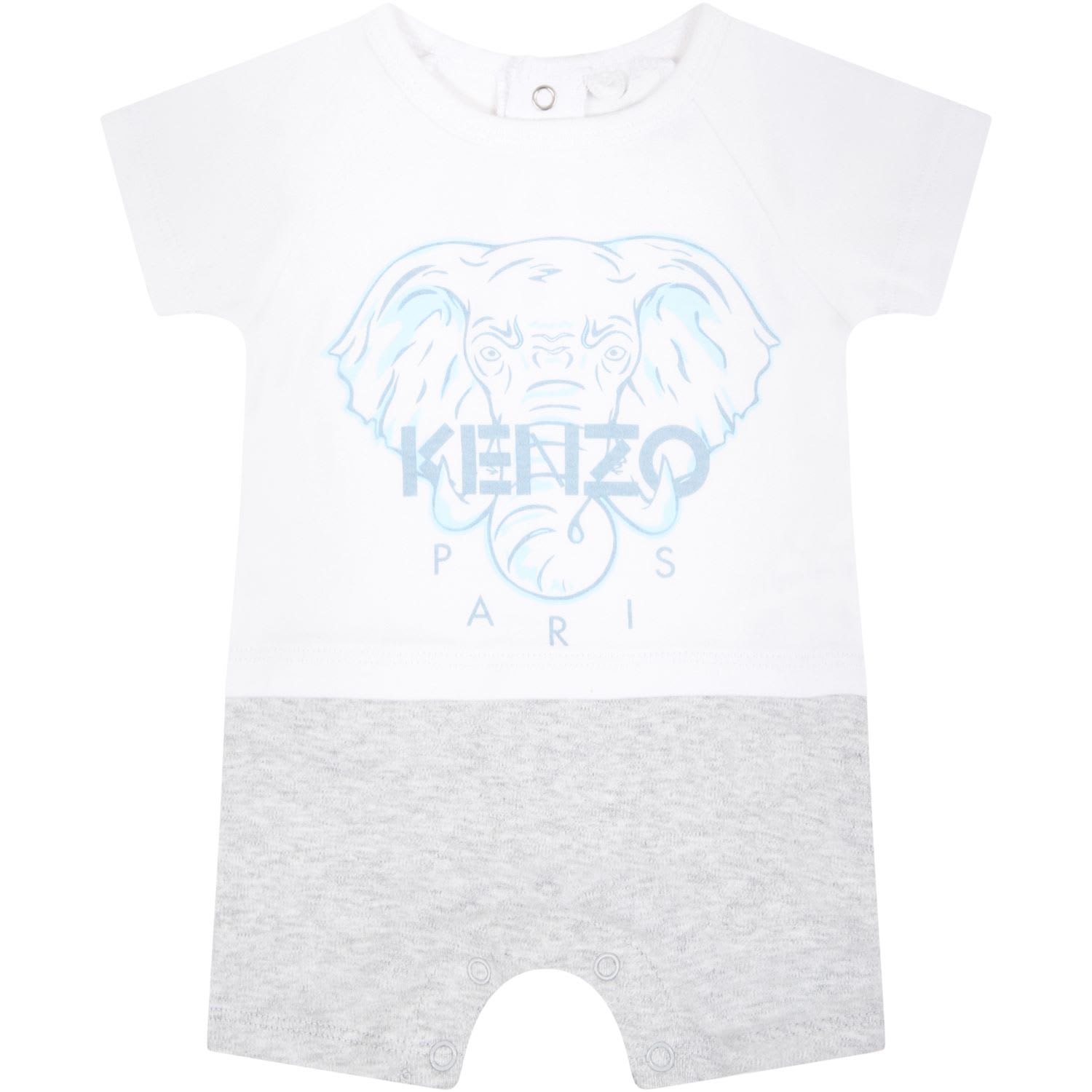 Kenzo Kids Multicolor Romper For Babyboy With Elephant