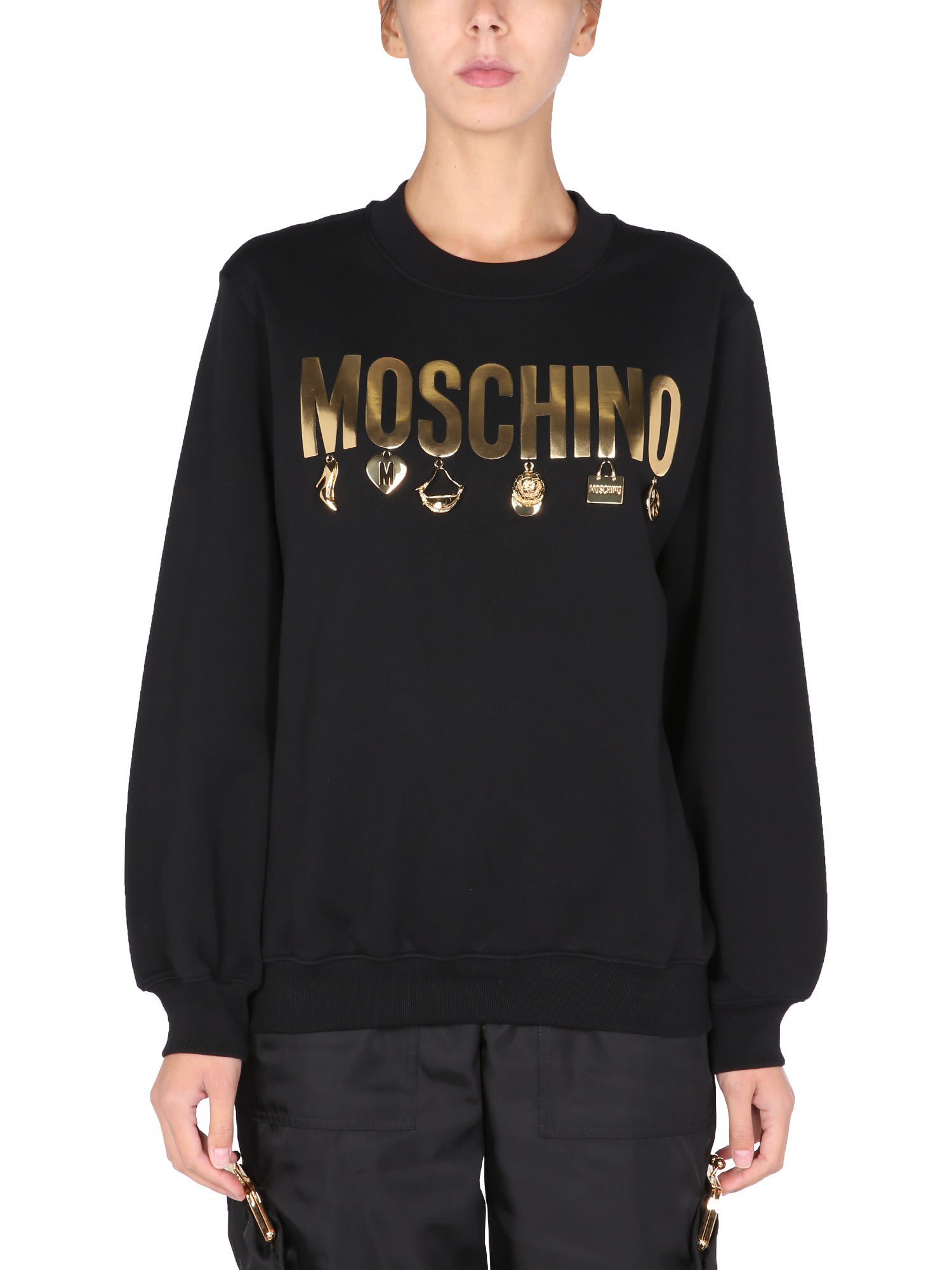 Moschino Crew Neck Sweatshirt With Charm Logo