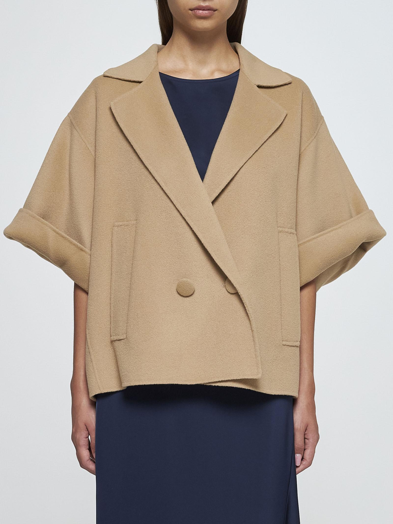 Shop Weekend Max Mara Navarra Wool Short Coat In Beige