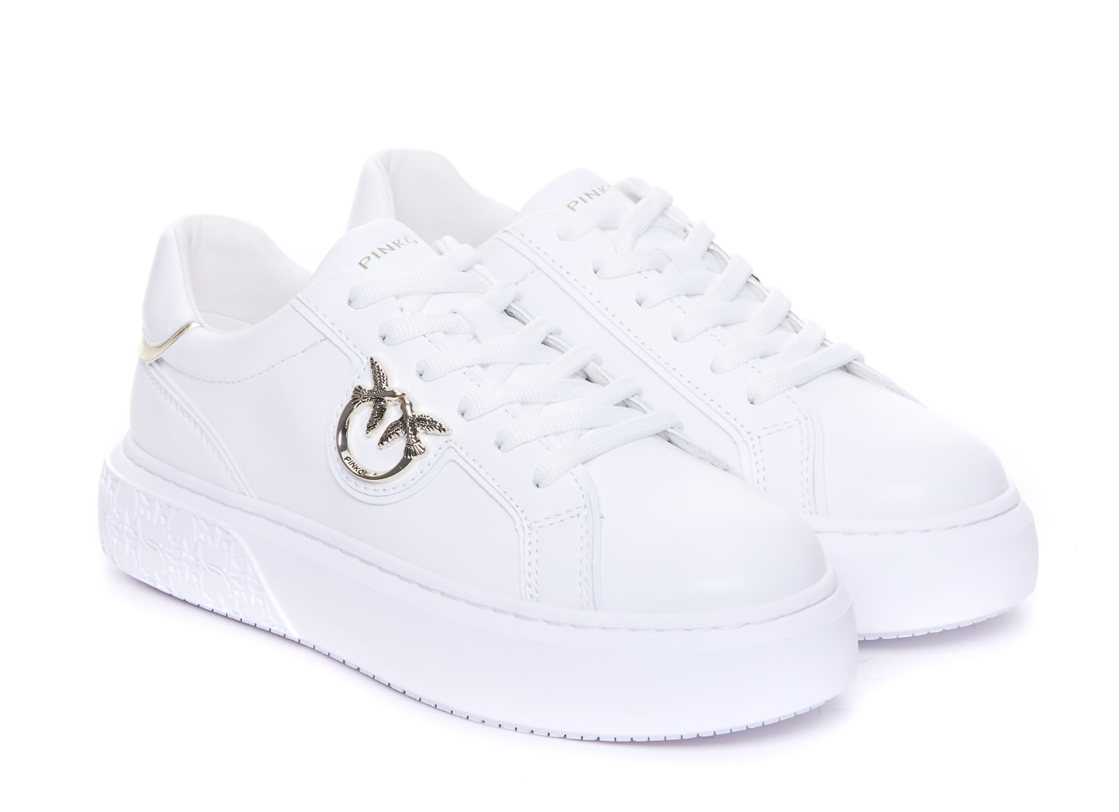 Pinko Yoko 01 Panelled Sneaker With Padded Ankle In Zia Bianco Platino