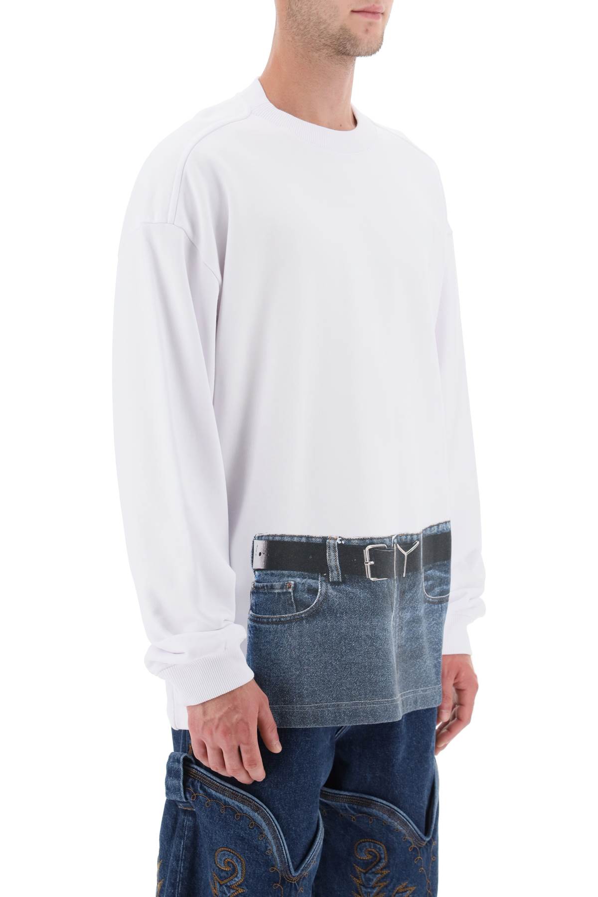 Shop Y/project Trompe Loeil Sweatshirt In White Navy (white)