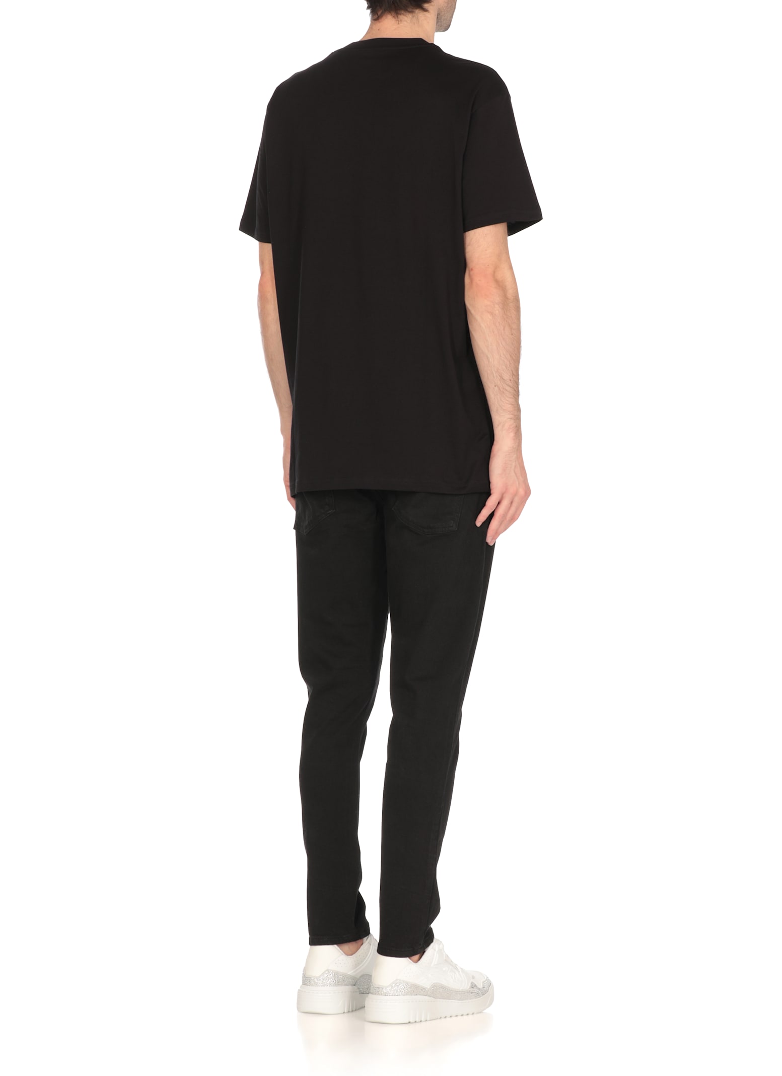 Philipp Plein Car Crew Neck Graphic Print Short Sleeves In Black