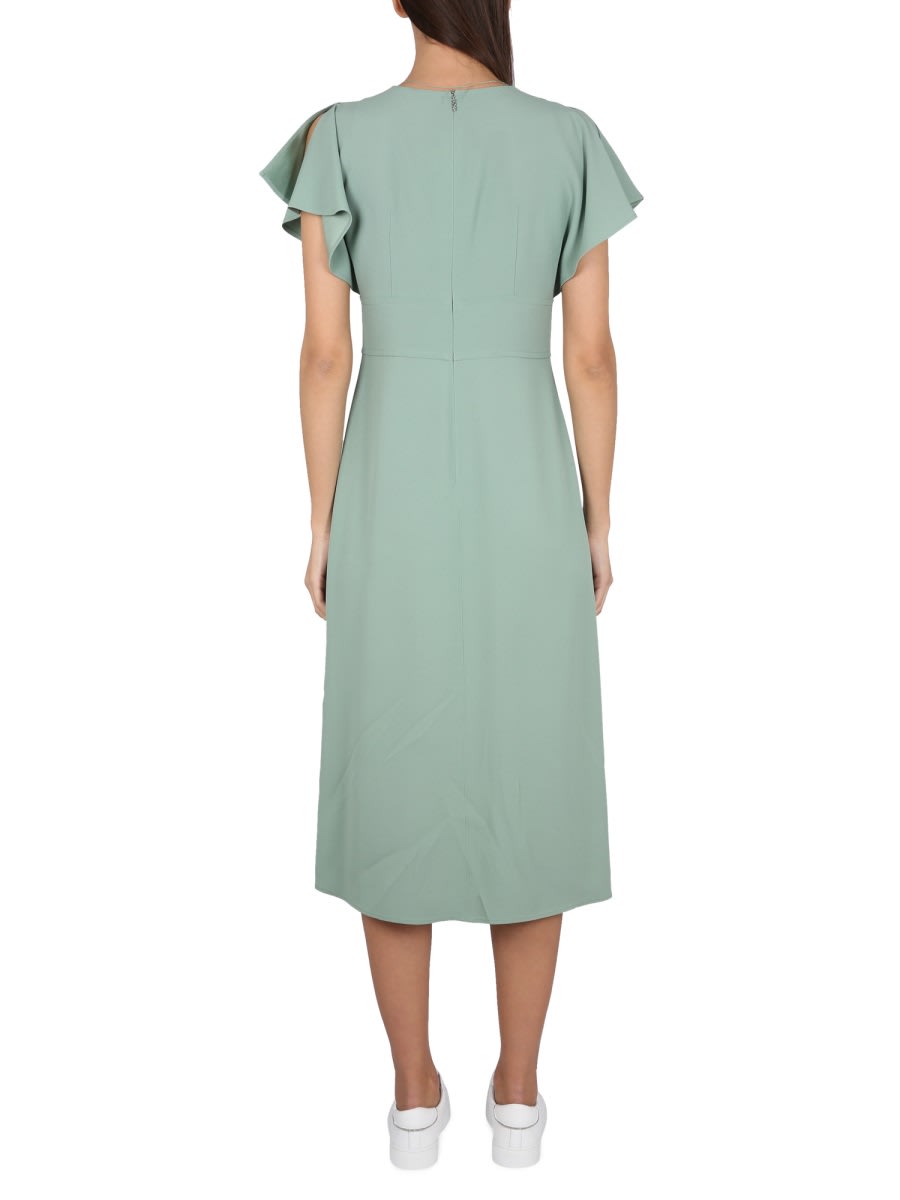 Shop Hugo Boss V-neck Dress In Green