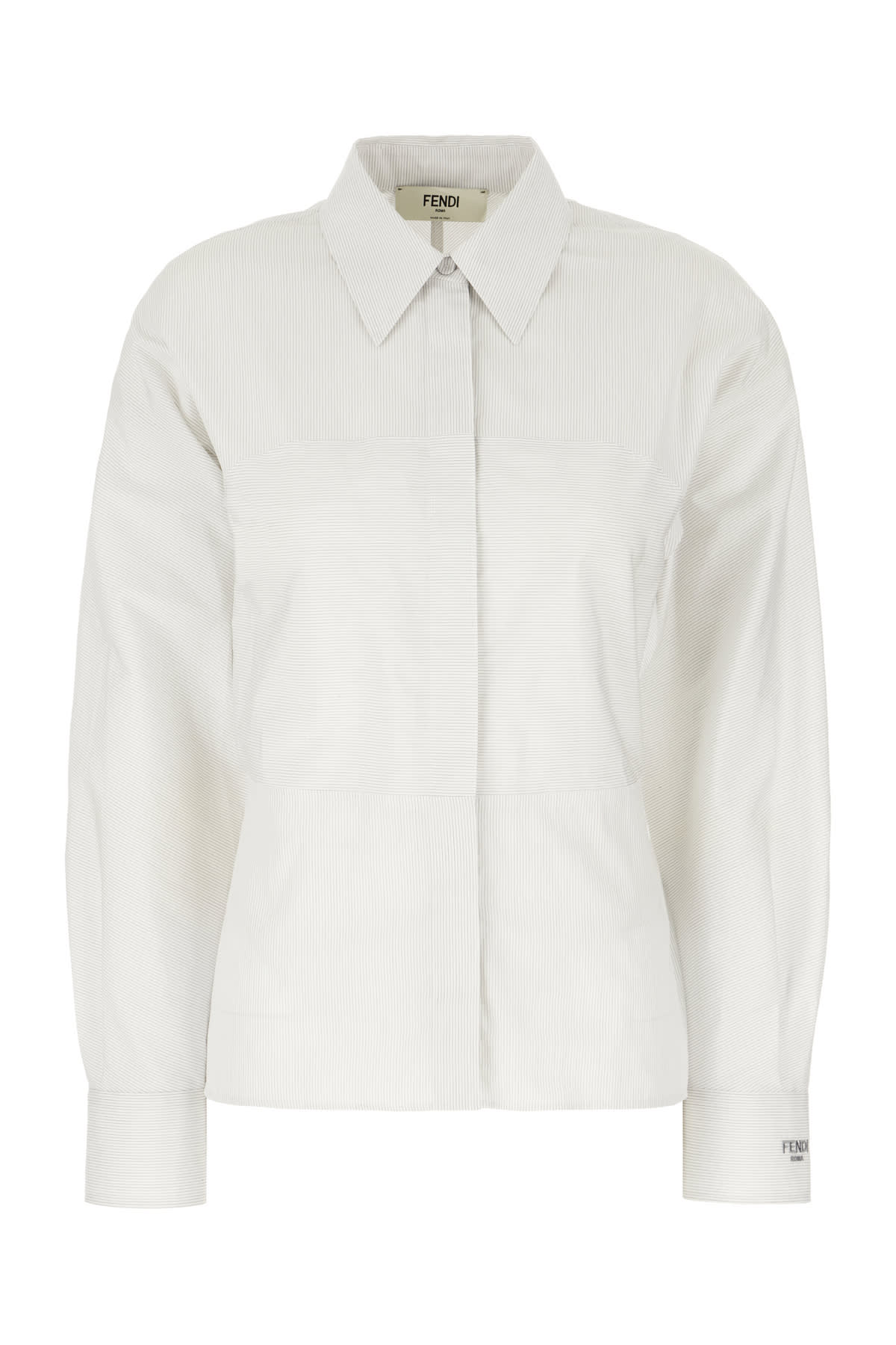 Shop Fendi Printed Poplin Blouse In Bianco