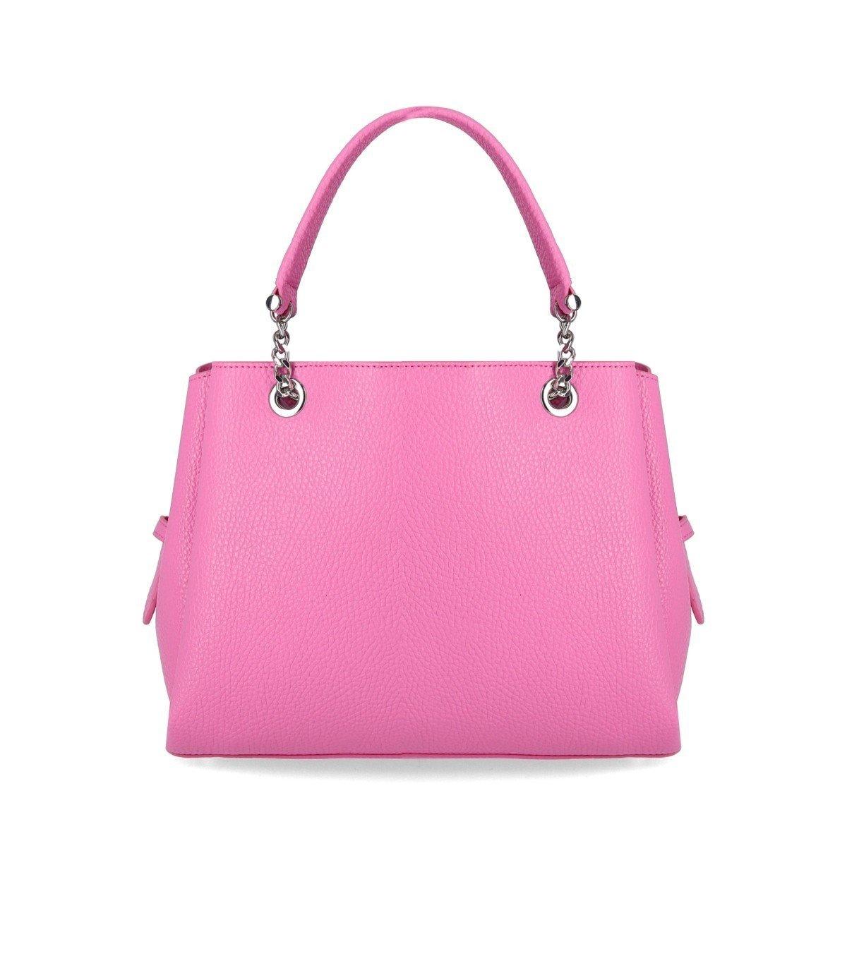Shop Emporio Armani Logo Printed Charm Tote Bag In Dark Pink Rosa