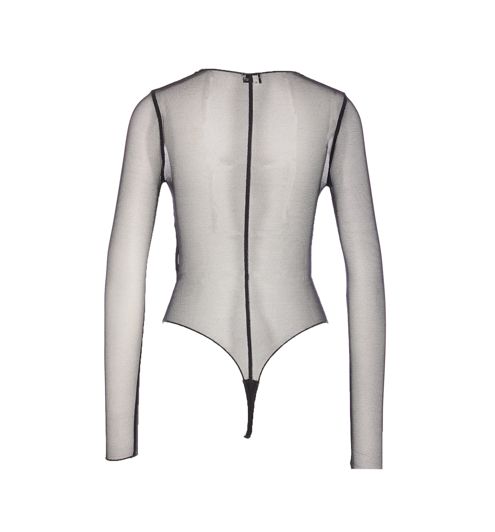 Elisabetta Franchi Bodysuit With Gold Chain And Sheer Fabric In Black