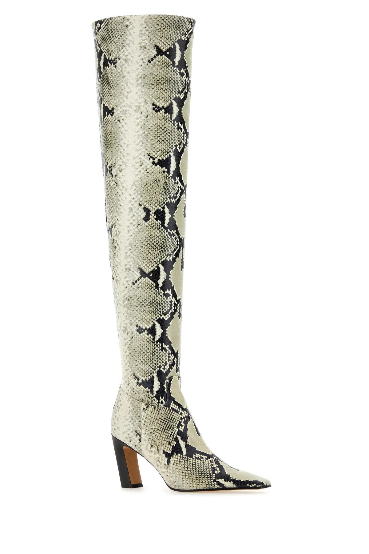 Shop Khaite Printed Leather The Marfa Boots In Beige
