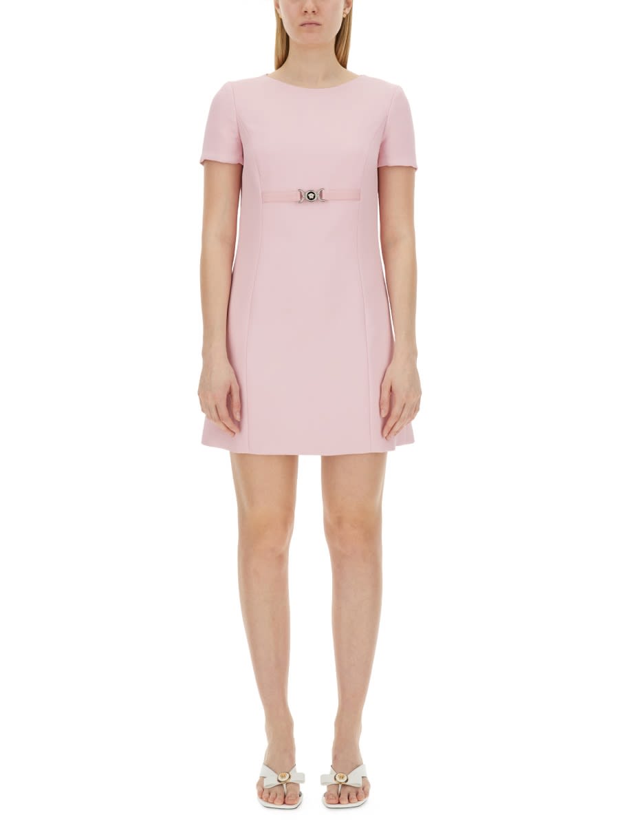 Versace Medusa 95 Short-sleeved Mini Dress In Pink