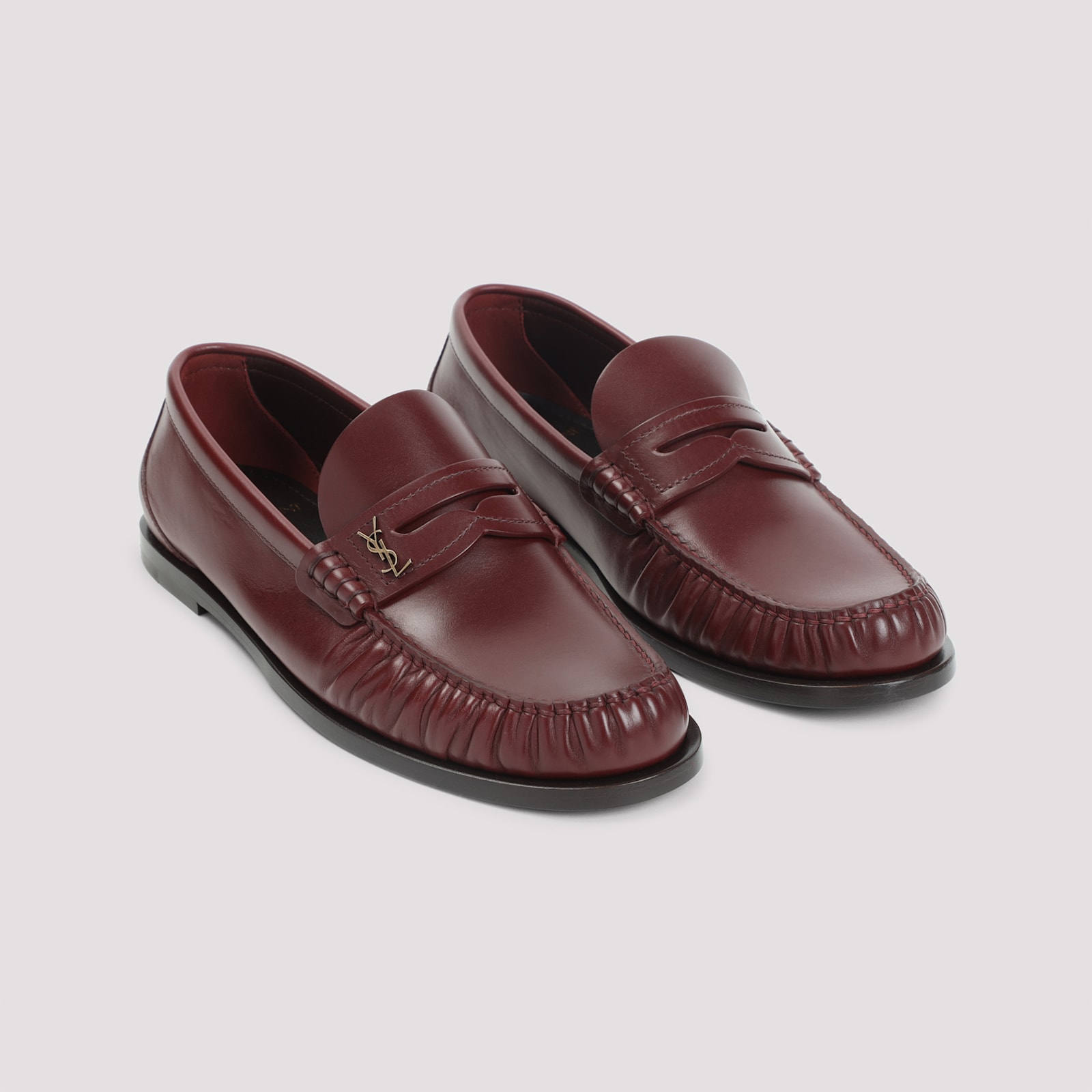 Saint Laurent Cassandre Smooth Leather Penny Loafers In Red