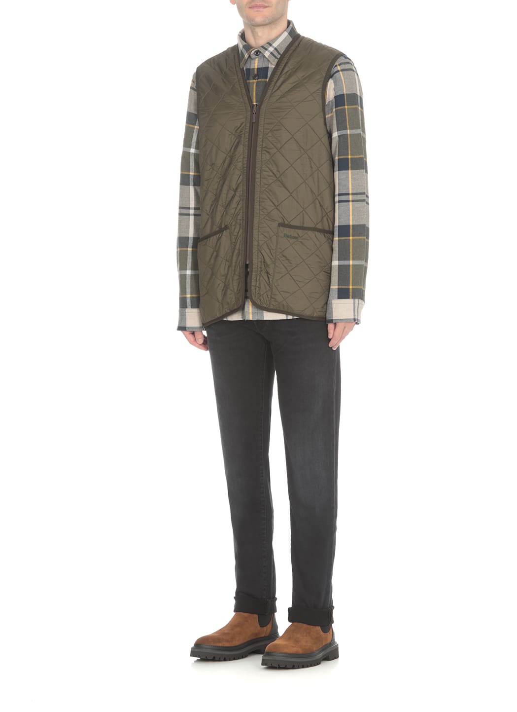 Barbour Sleevelees Quilted Jacket Polarquilt Waist In Green
