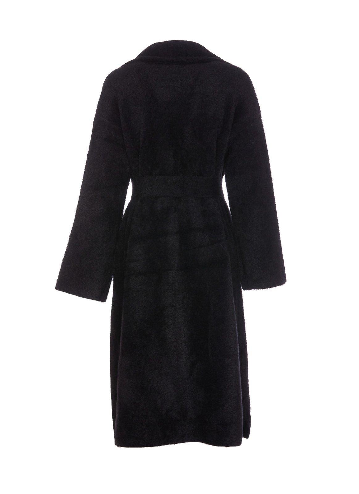 Shop Pinko Uvaggio Belted Fur Coat In Black