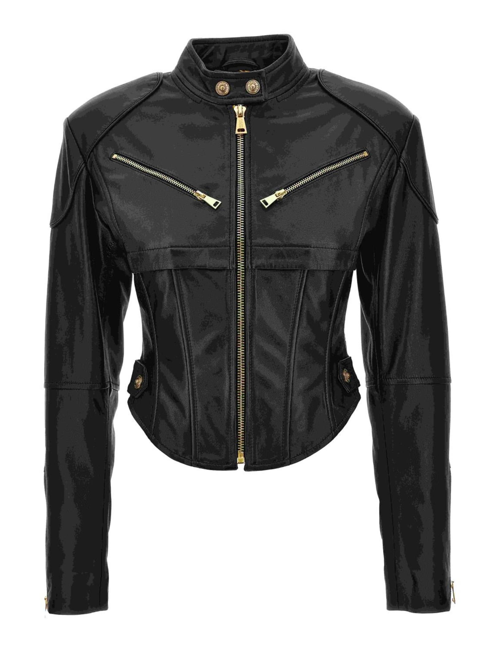 Shop Versace Jeans Couture Leather Jacket In Black