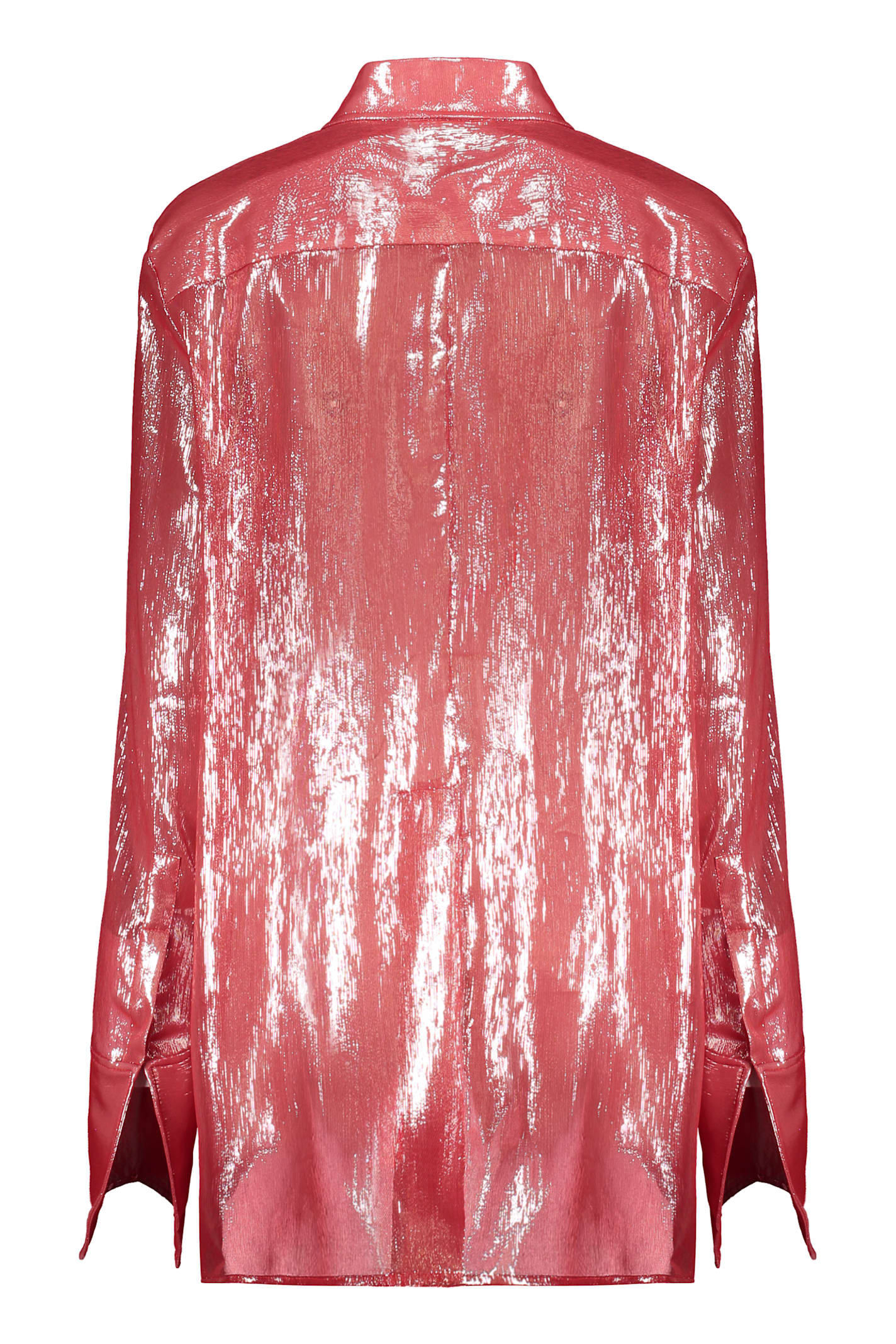 Shop Ellery Long Sleeve Silk Shirt In Coral