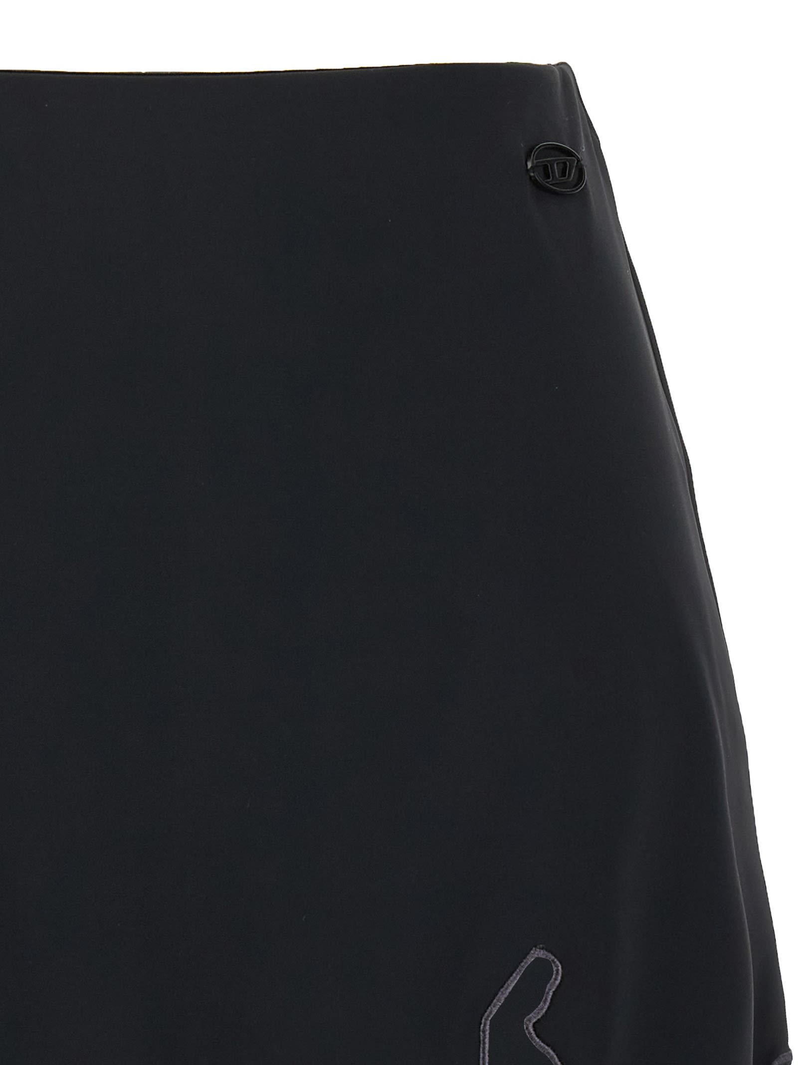 Diesel Nylon Mini Skirt With Tulle Insert In Black