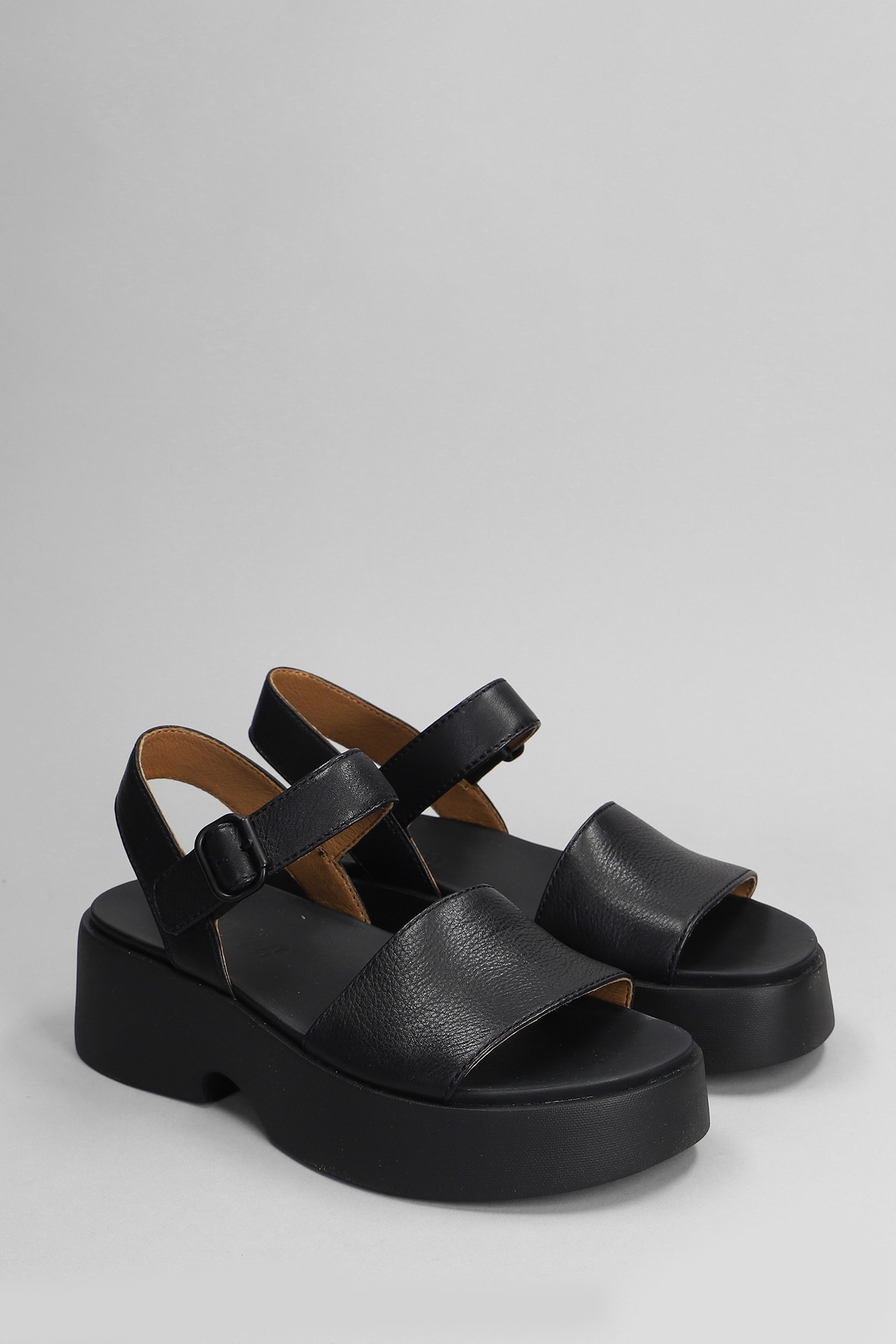 Shop Camper Tasha Sandals In Black Leather