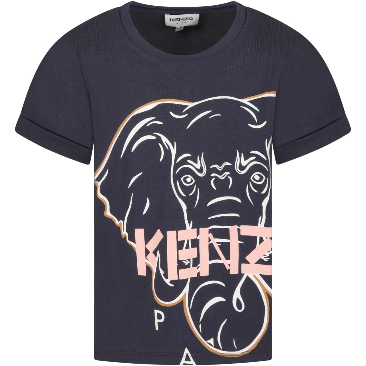 Kenzo Kids Grey T-shirt For Girl With Elephant