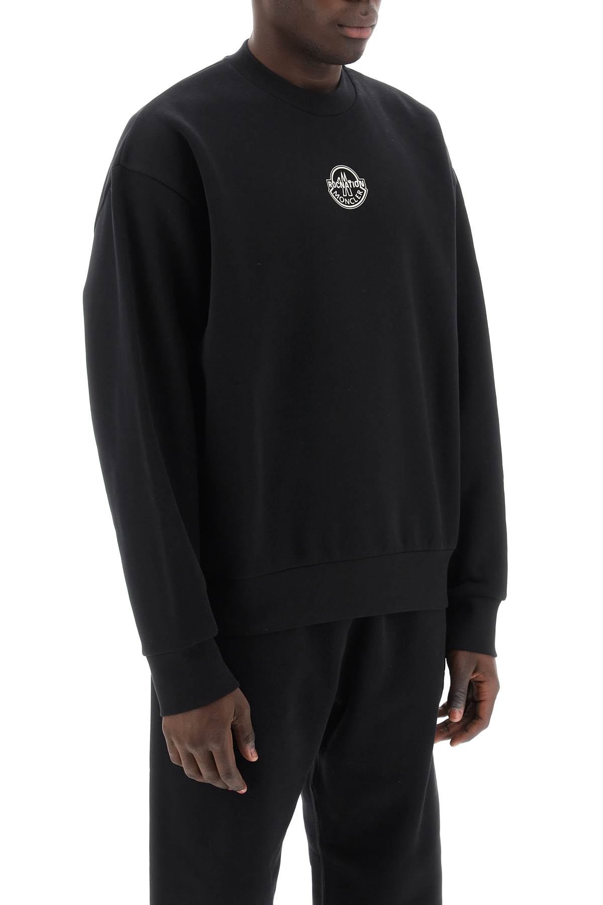 Shop Moncler Genius Crew-neck Sweatshirt With Logo Print In Black