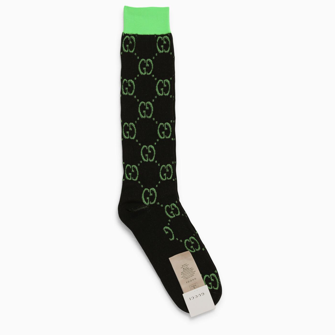 Black And Green Socks With Gg Motif