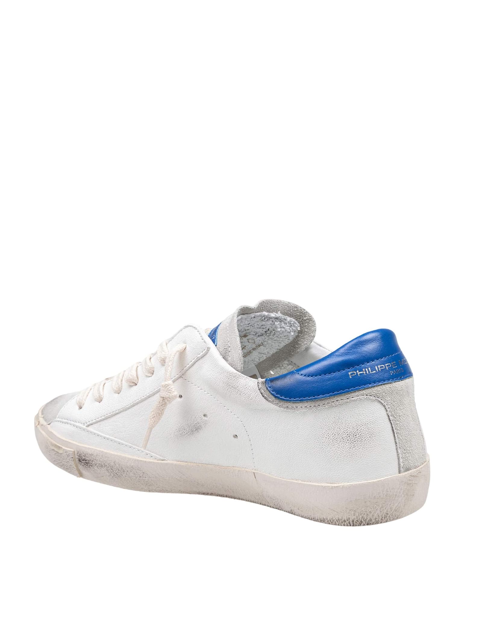 Philippe Model Prsx Low Sneakers In Leather Color White And Bluette In White