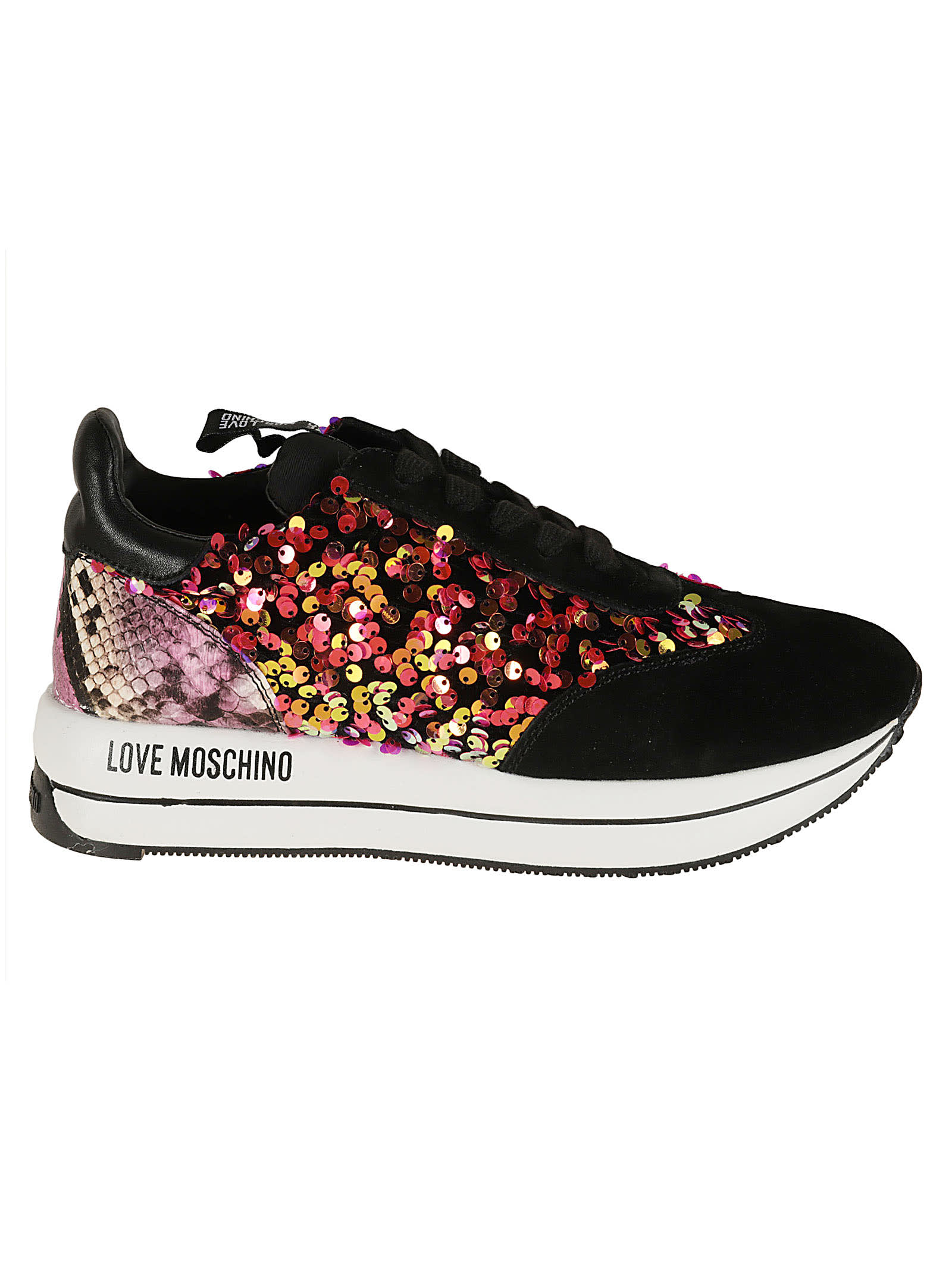Love Moschino Bead Embellished Logo Sneakers