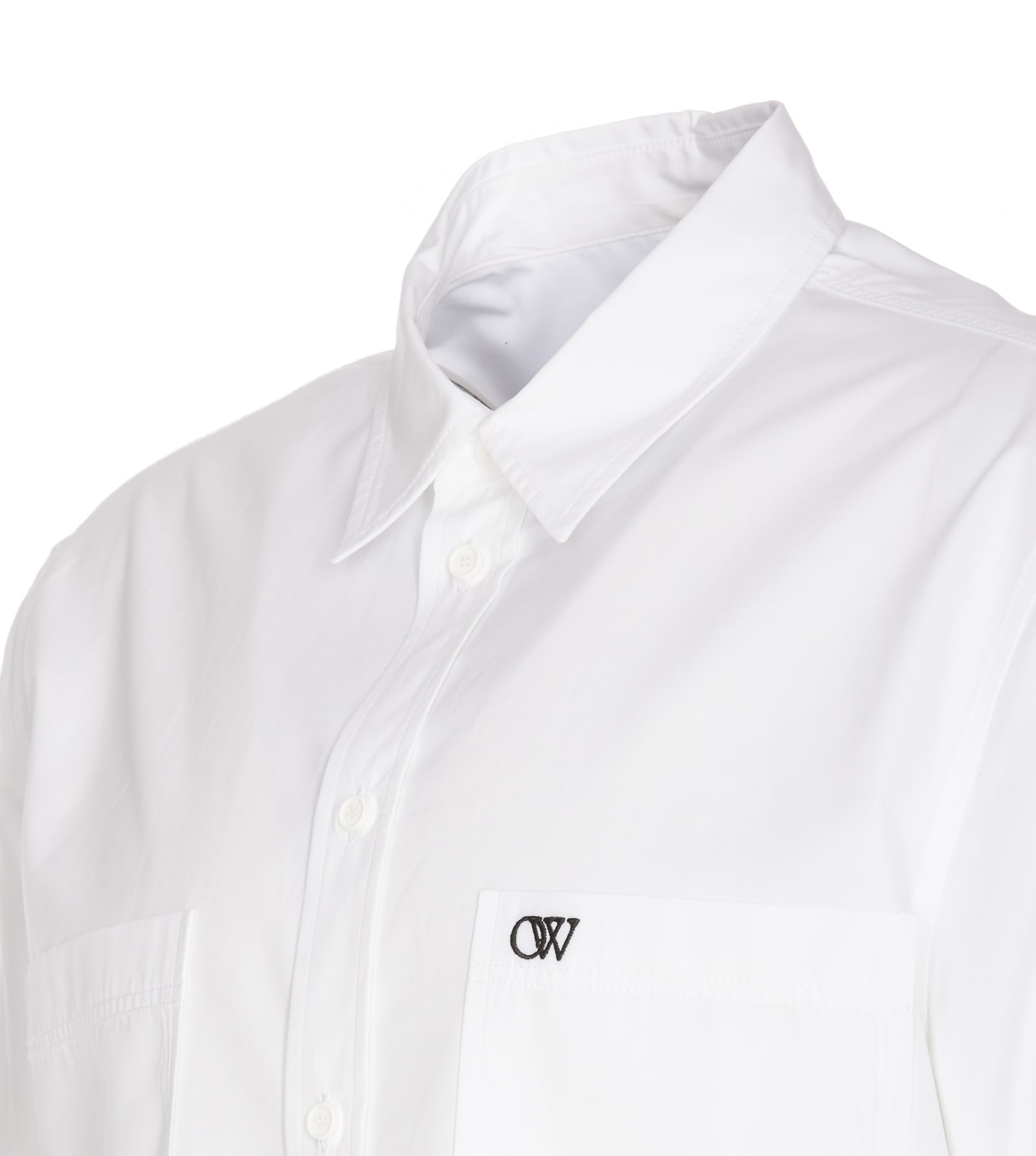 Shop Off-white Ow Logo Summer Shirt In Bianco/nero