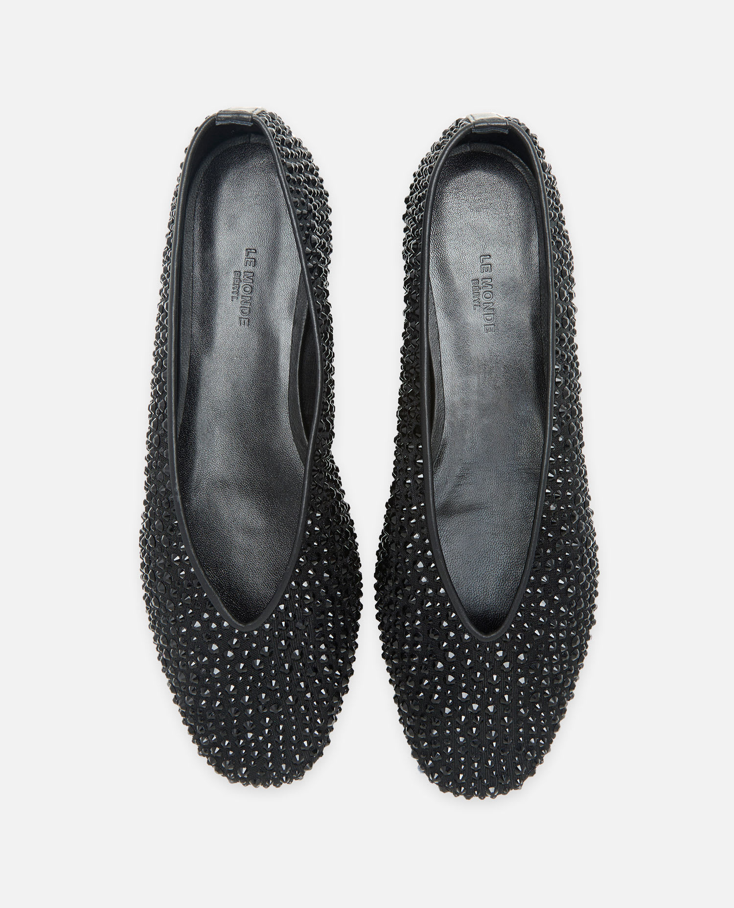 Le Monde Beryl Luna Crystal Mesh Ballerina Flats In Black