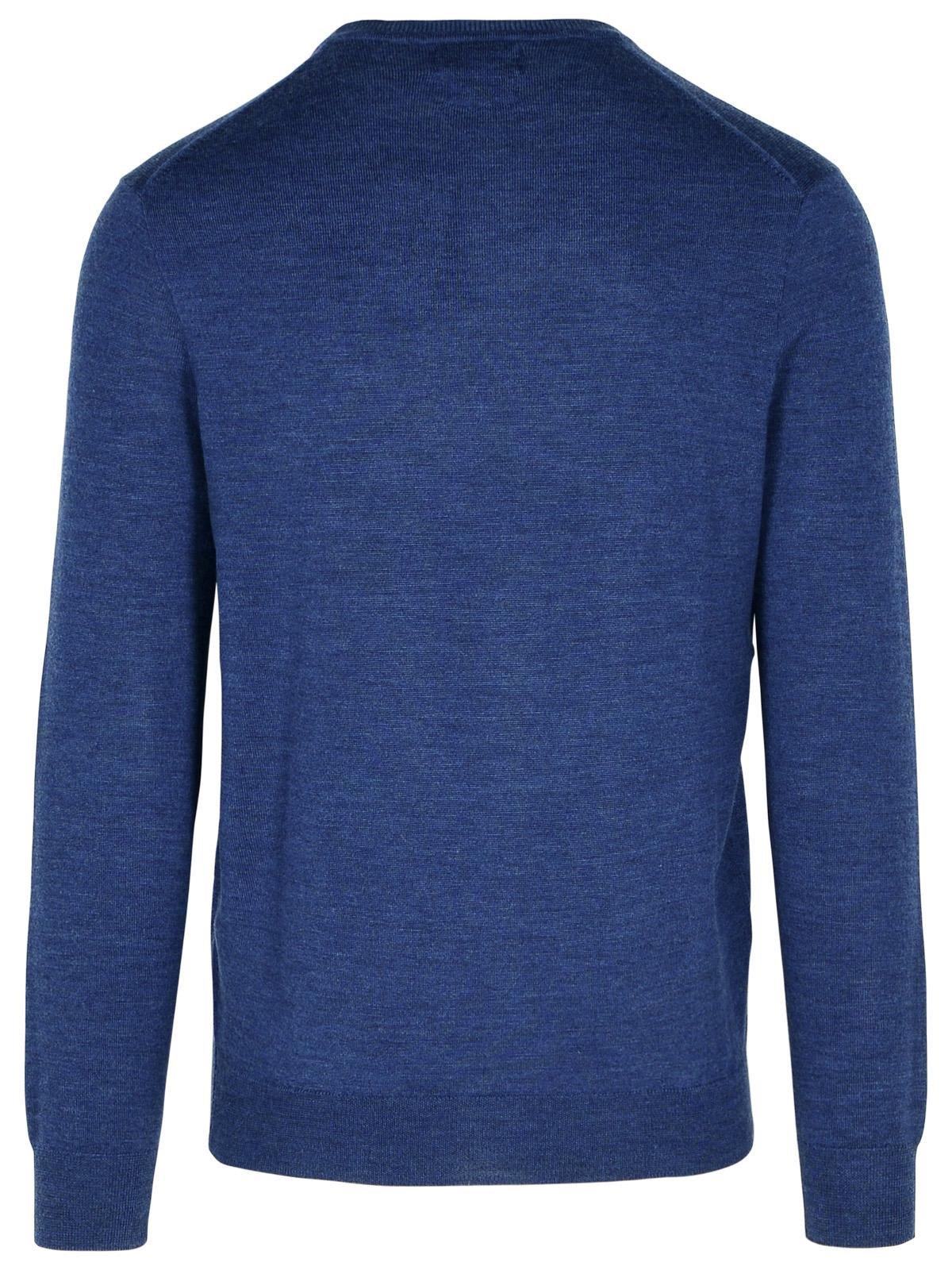 Shop Polo Ralph Lauren Logo Embroidered Crewneck Jumper In Blue