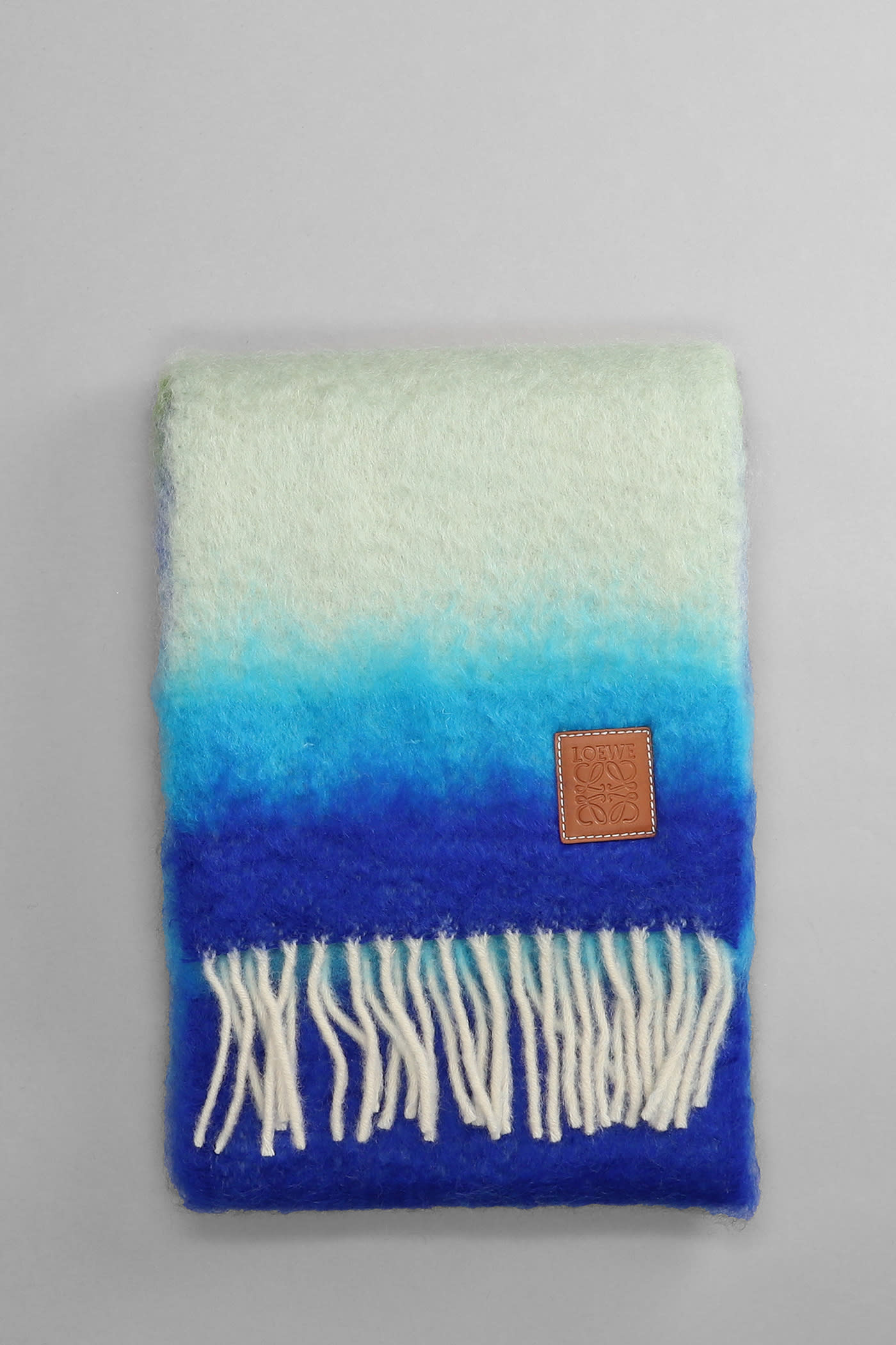 LOEWE SCARVE IN CYAN WOOL