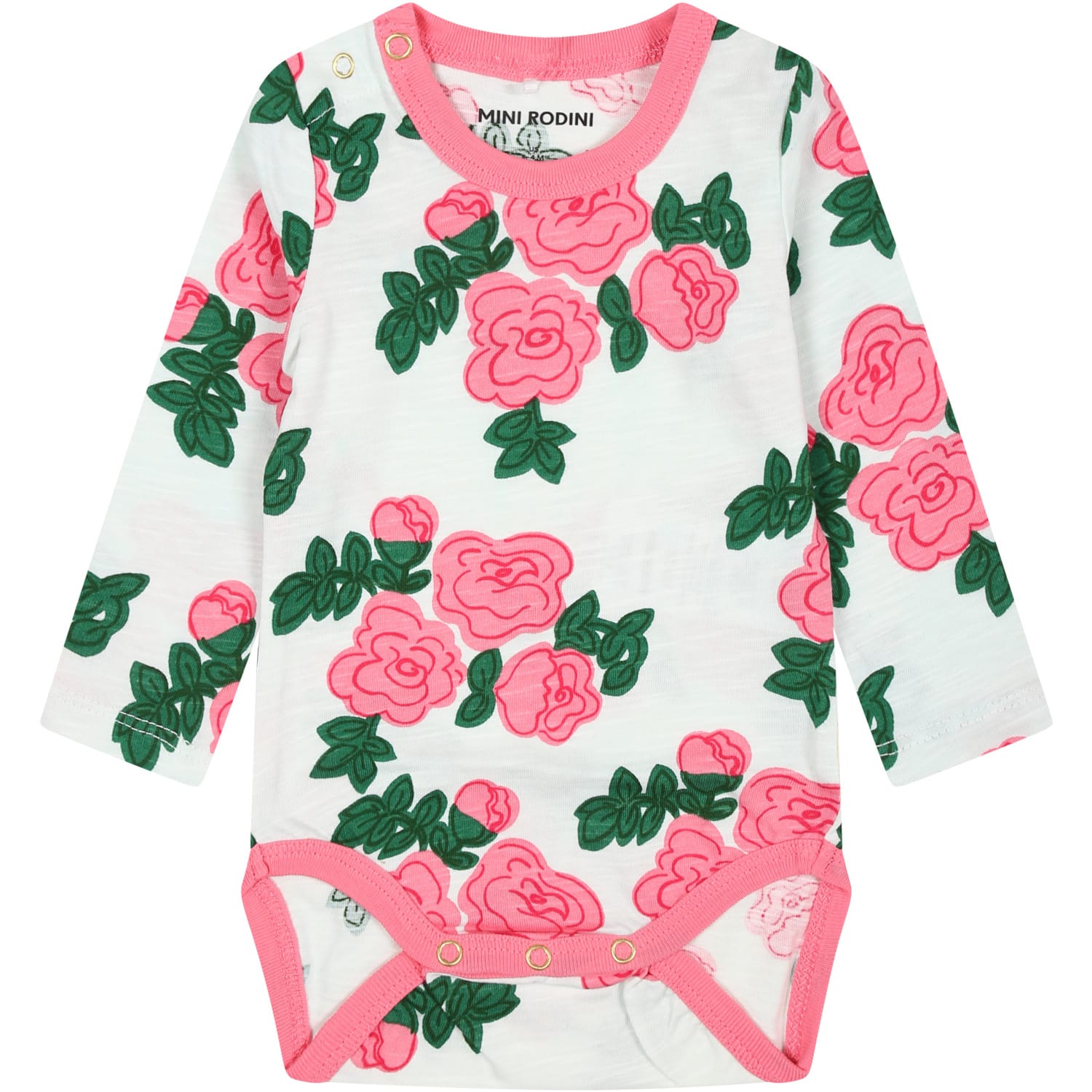 Shop Mini Rodini White Set For Baby Girl With Rose