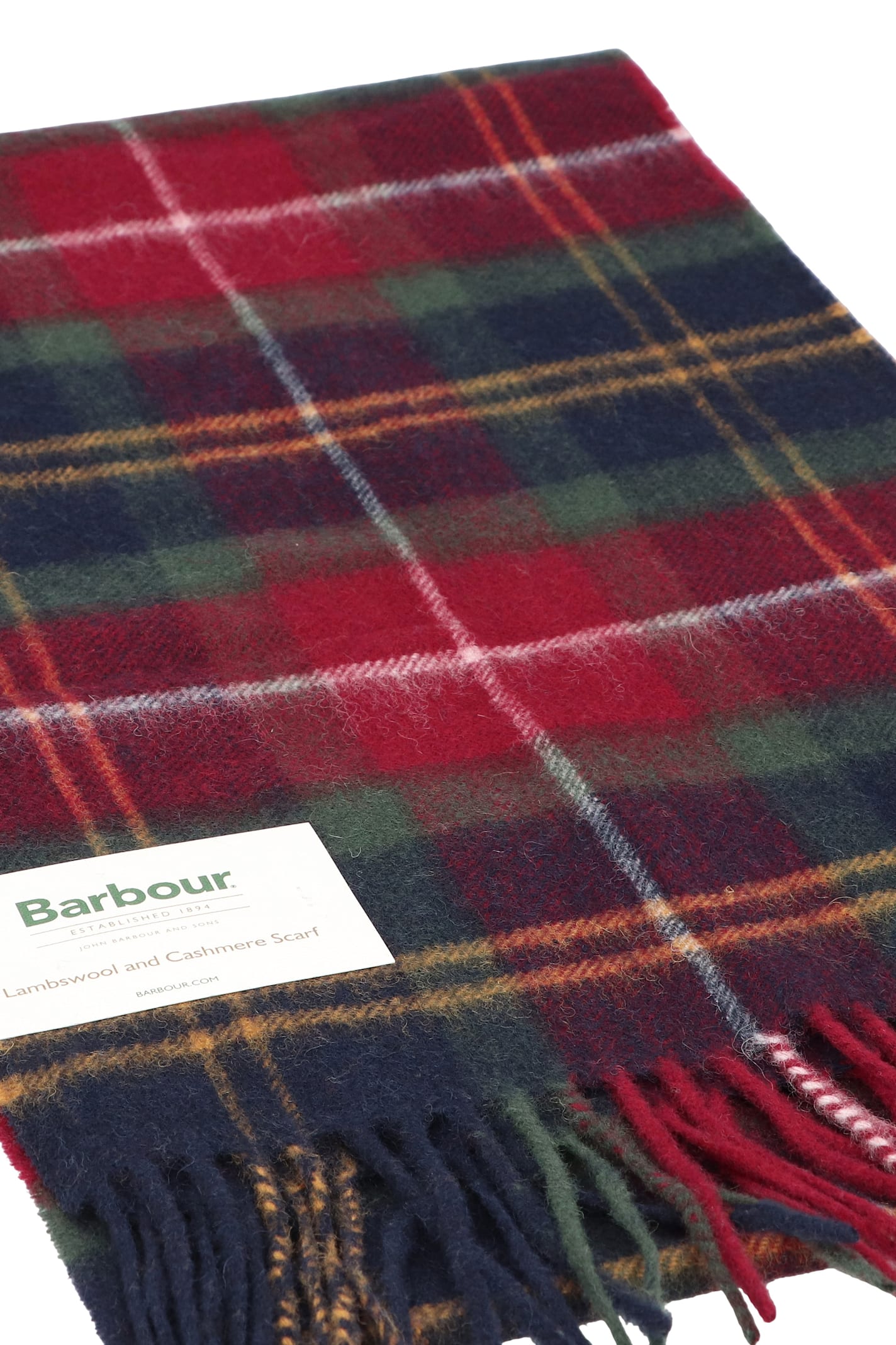 Barbour Tartan Scarf In Wool And Cashmere In Multi