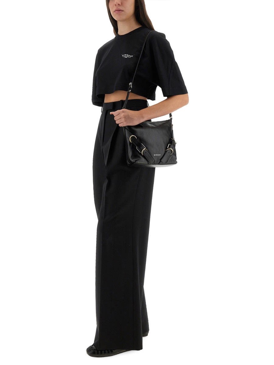 Givenchy Cropped Cotton T-shirt Stamp Print In Black