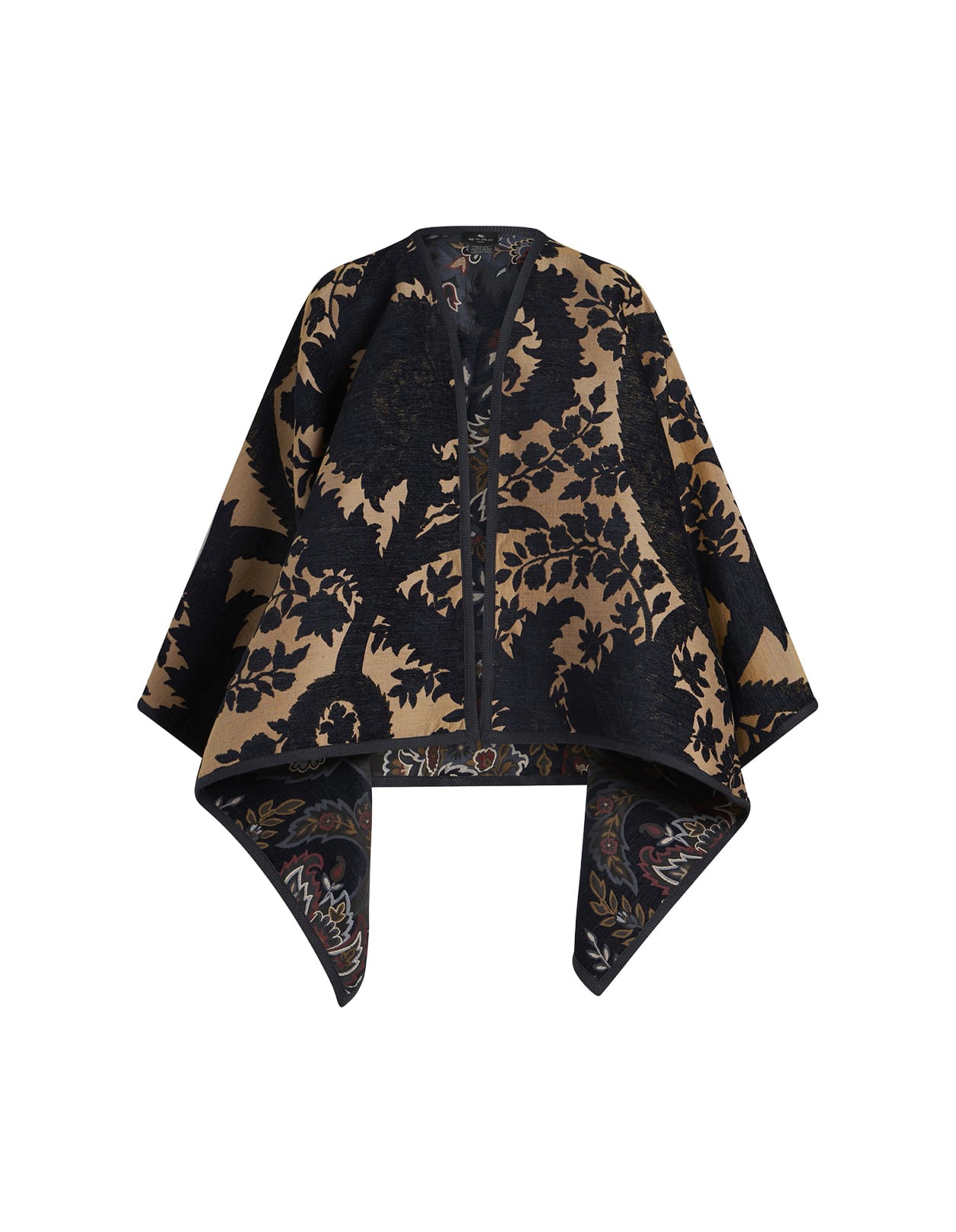 Shop Etro Blue Jacquard Reversible Cape