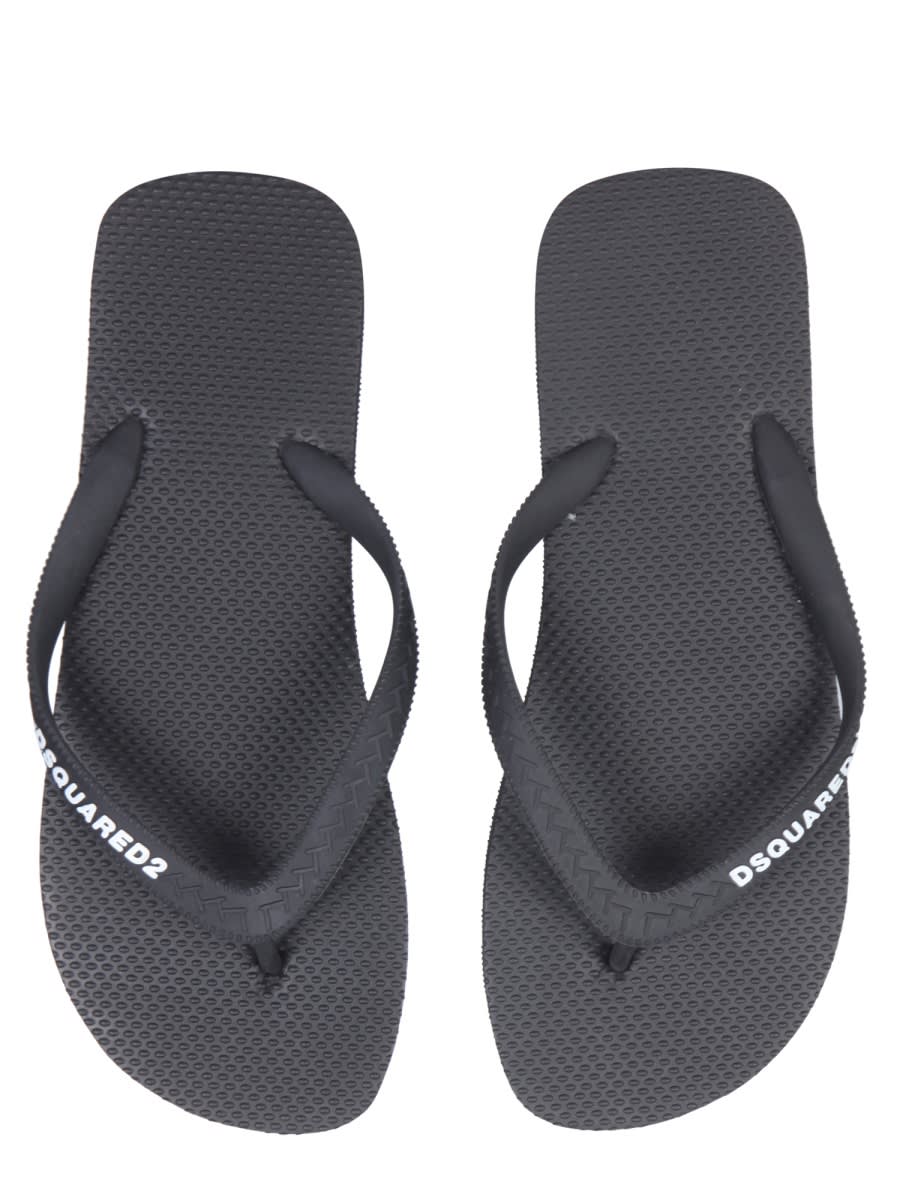 Shop Dsquared2 Rubber Thong Sandals In Black