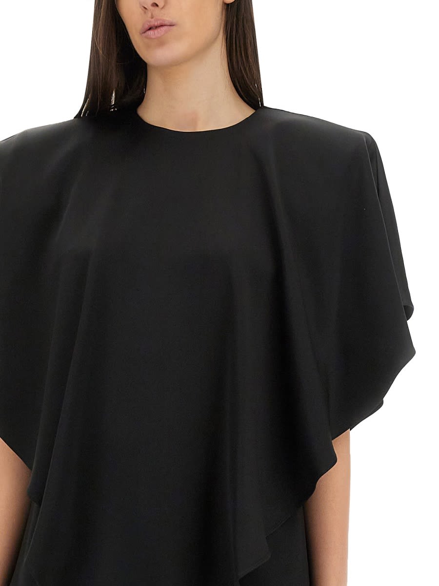 Stella Mccartney Asymmetric Layered Lightweight Satin Blouse In Black