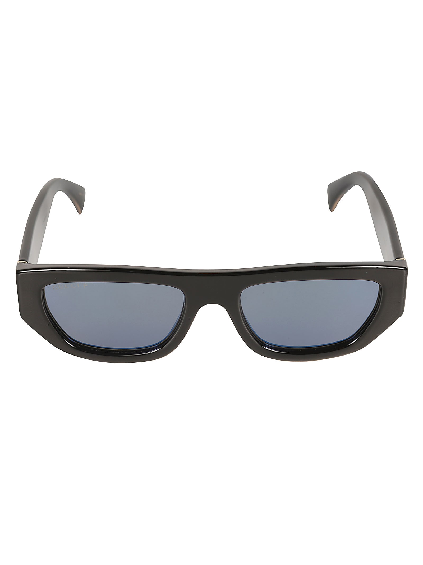 Gucci Rectangular Frame Logo Sided Sunglasses In Black/blue
