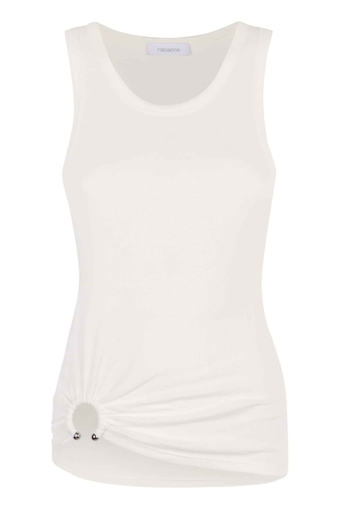 Shop Rabanne Cotton Tank Top In White