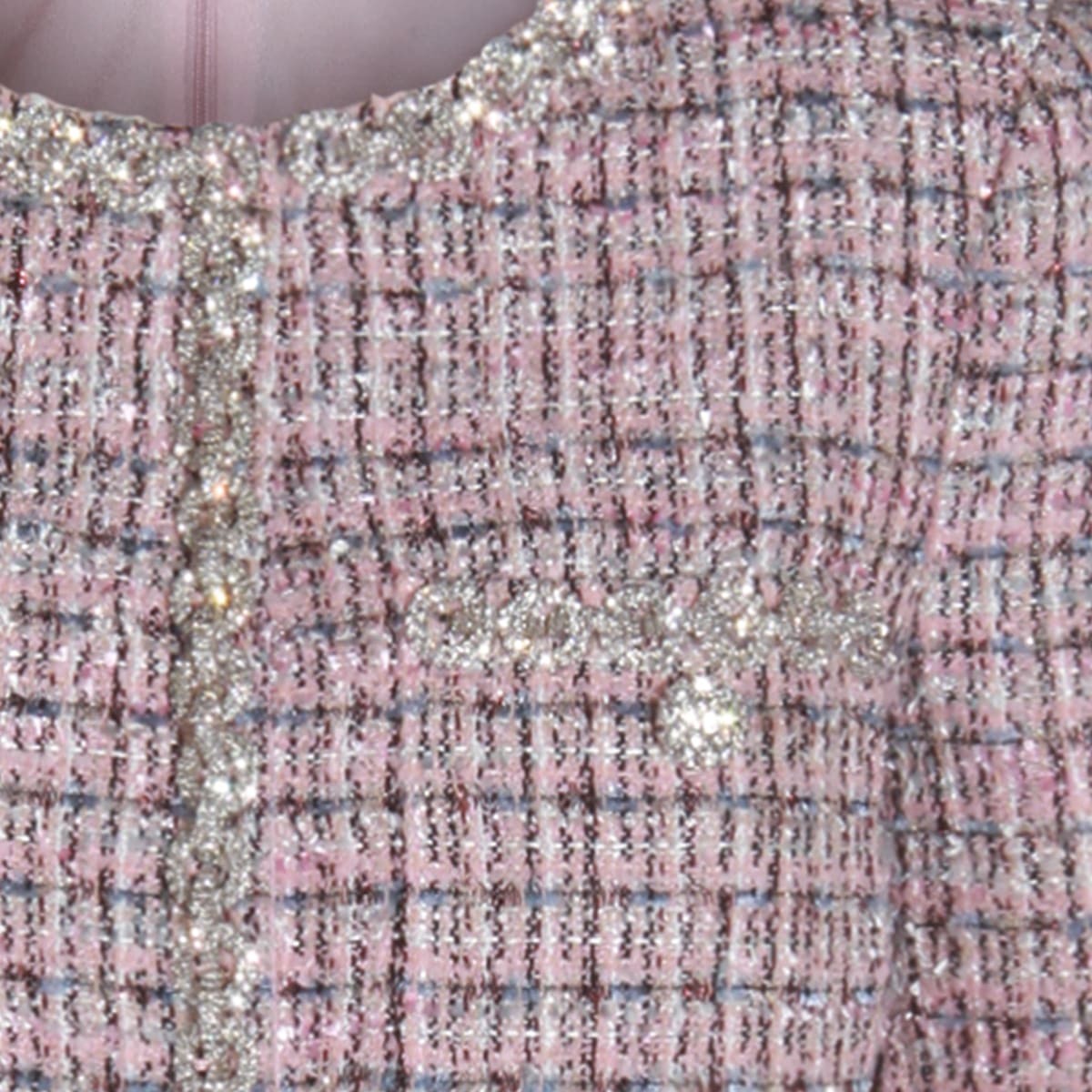 Self-portrait Crystal-embellished Tweed Jacket In Gray