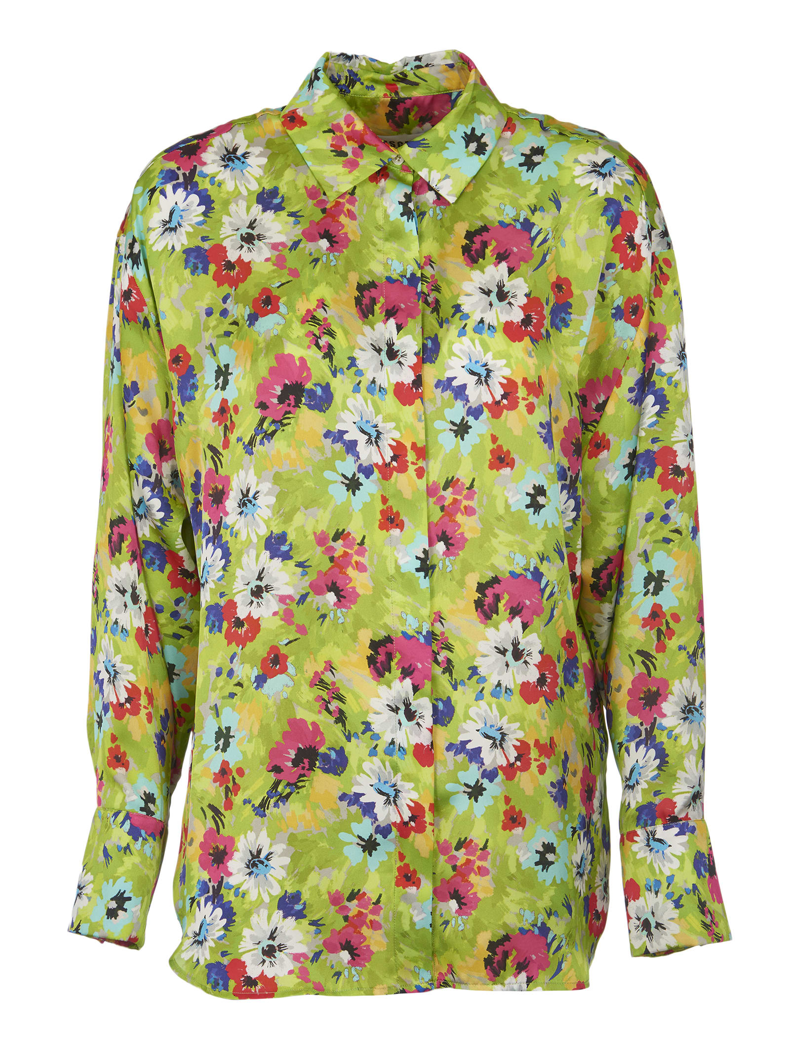 MSGM Floral Print Long-sleeved Shirt