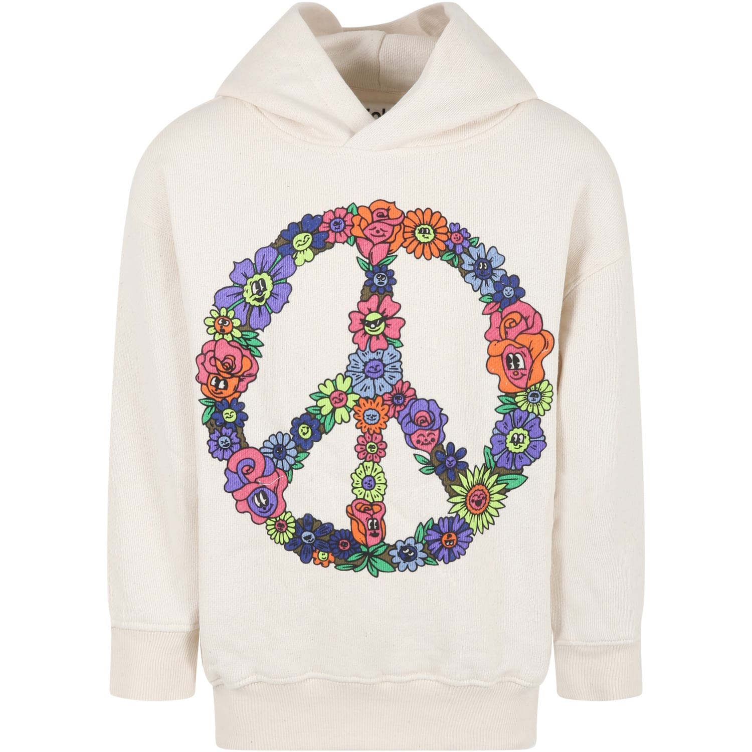 MOLO IVORY SWEATSHIRT FOR GIRL WITH PEACE SIGN