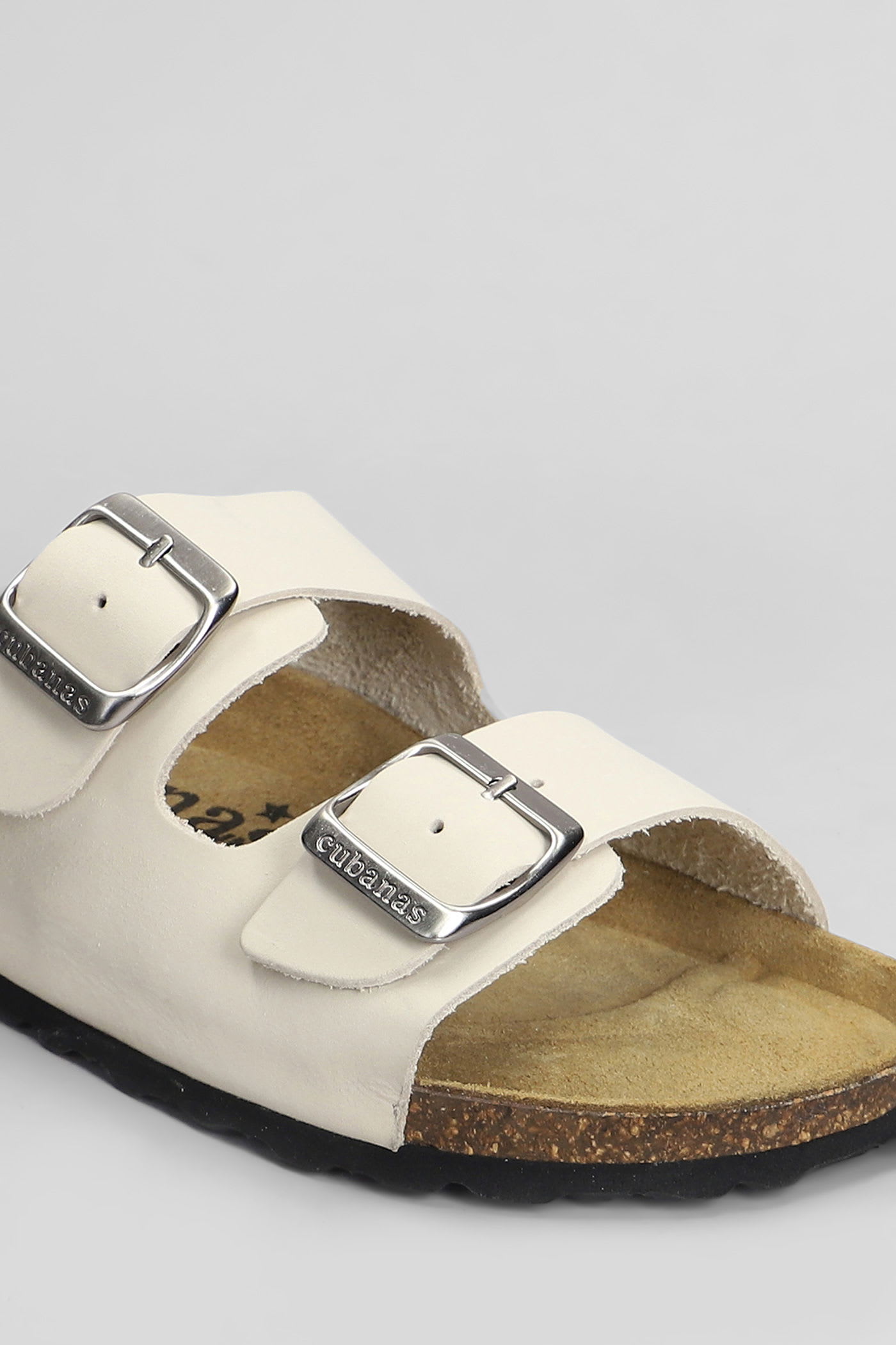 Cubanas Amalia Flats In White Leather In Neutral