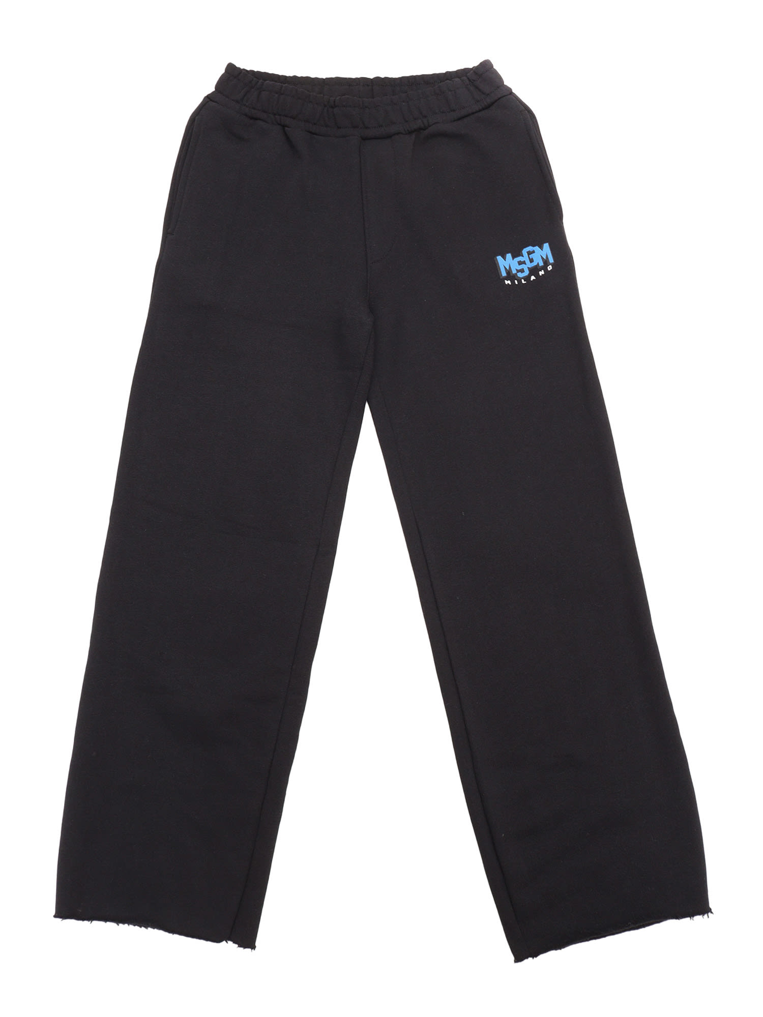 Msgm Fleece Pants Boy Nero/black In Black