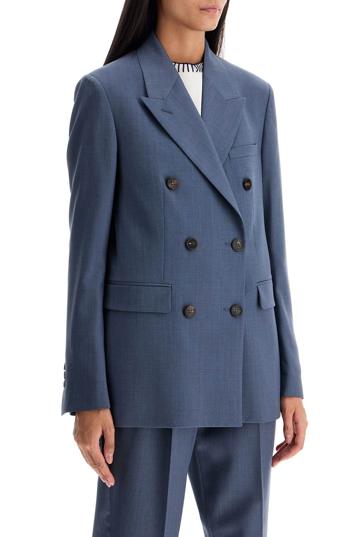 Shop Golden Goose Tailored Wool Fresco Blazer In Grisallie (blue)