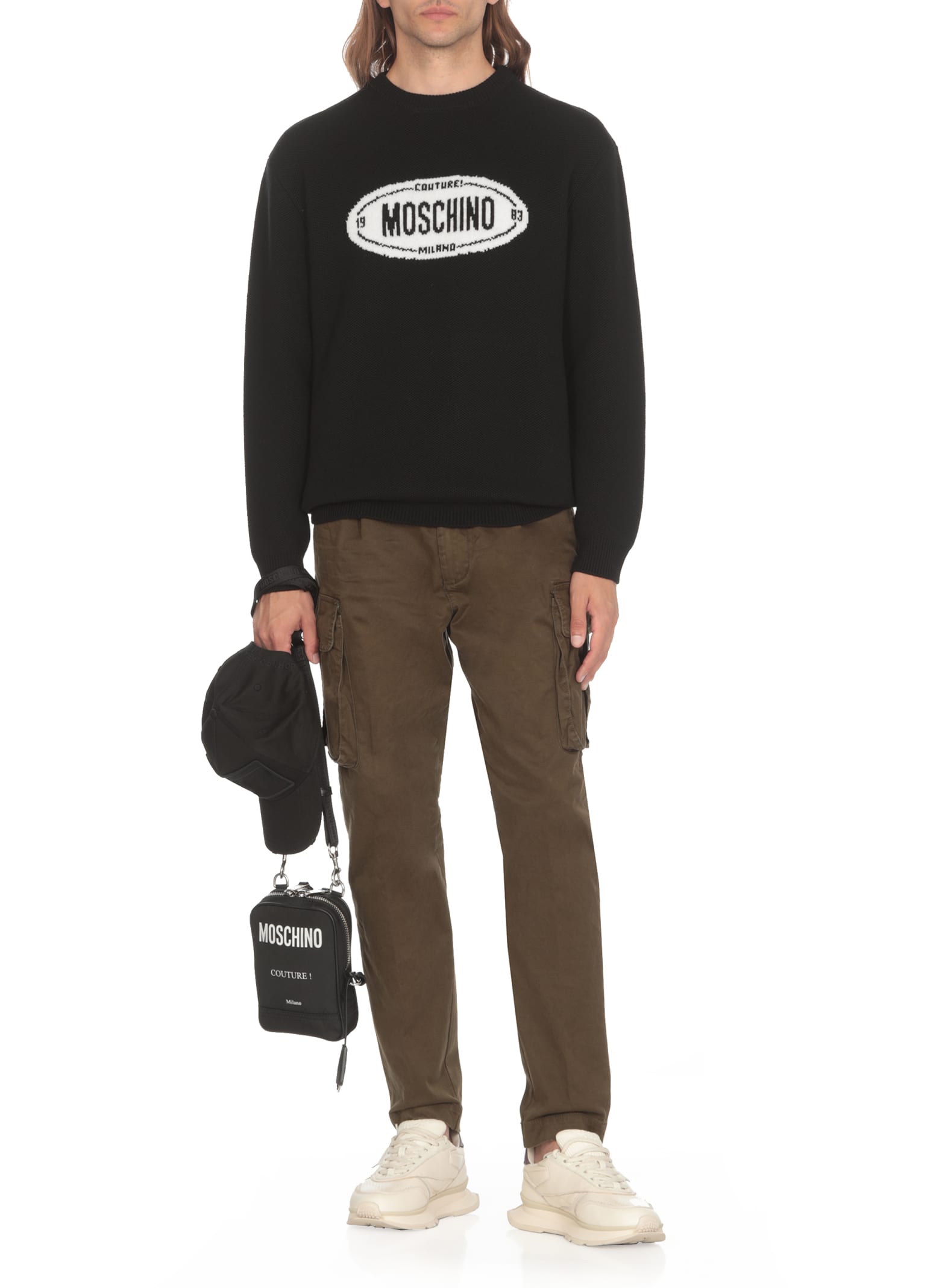 Shop Moschino Logoed Sweater In Black