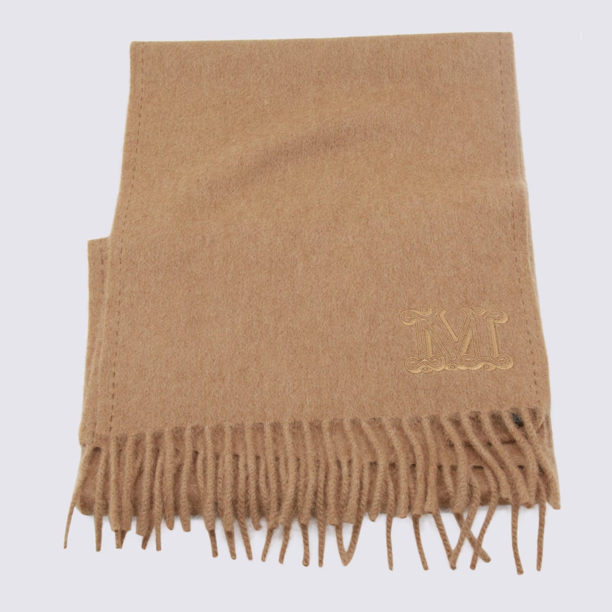 Max Mara Camel Wool Scarves In Brown
